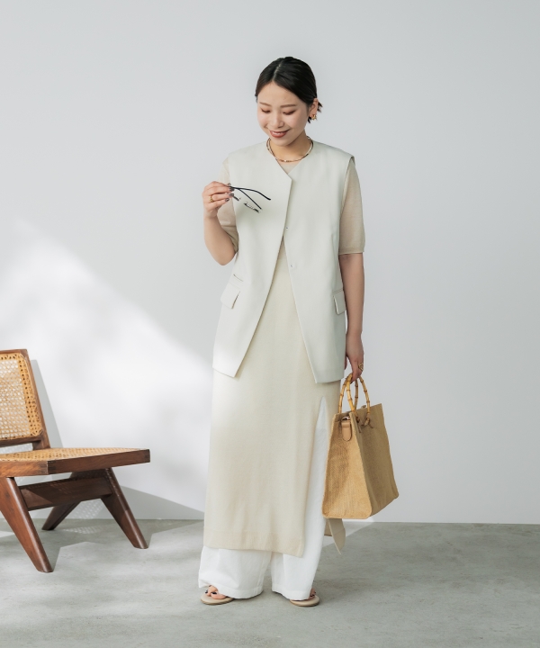 crewre クルーレ　シアーニットストレートワンピース　ブラック　 short crewre online shop / シアーニットストレートワンピース