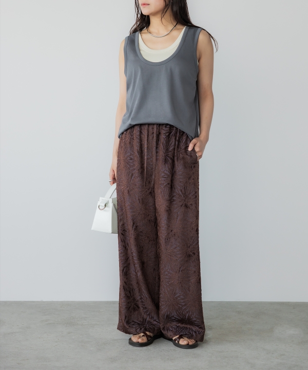 【crewre】トリアセテートジャカードパンツ　brown サイズ1 crewre】トリアセテートジャカードパンツ brown サイズ1 - メルカリ