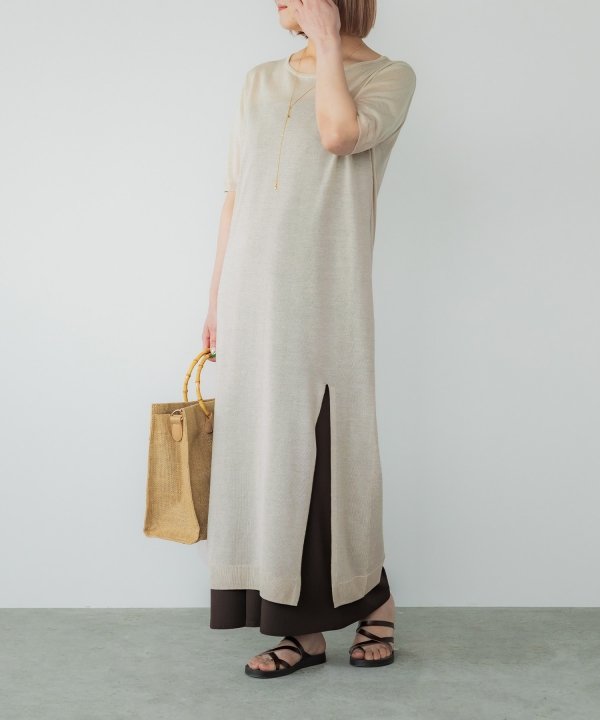 crewre online shop / シアーニットストレートワンピース