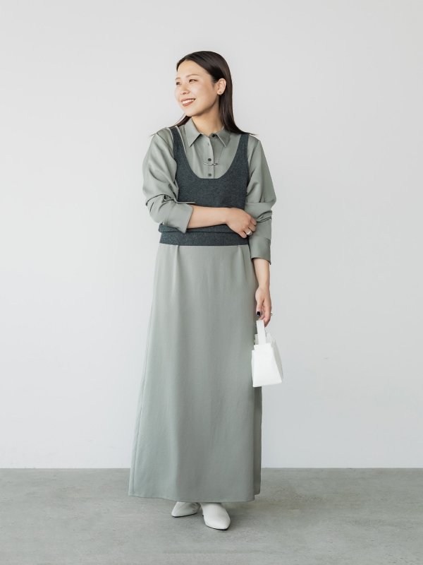 crewre online shop / サテンドレープシャツワンピース