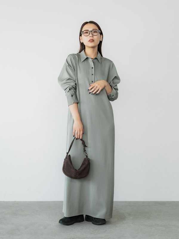 crewre online shop / サテンドレープシャツワンピース