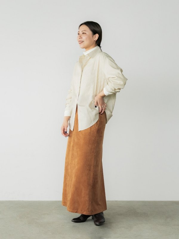 【crewre】 フェイクスウェードIラインスカート　ivory crewre online shop / フェイクスウェードIラインスカート