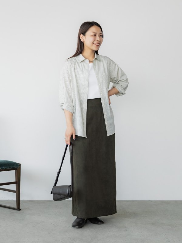 【crewre】 フェイクスウェードIラインスカート　ivory crewre online shop / フェイクスウェードIラインスカート