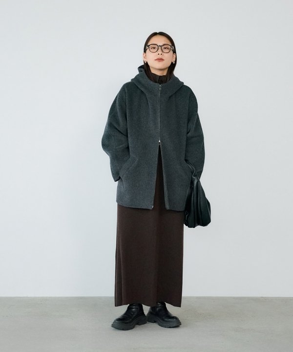 新品⭐︎クルーレ crewre ミドル丈コート crewre online shop / リバーフーデッドミドルコート