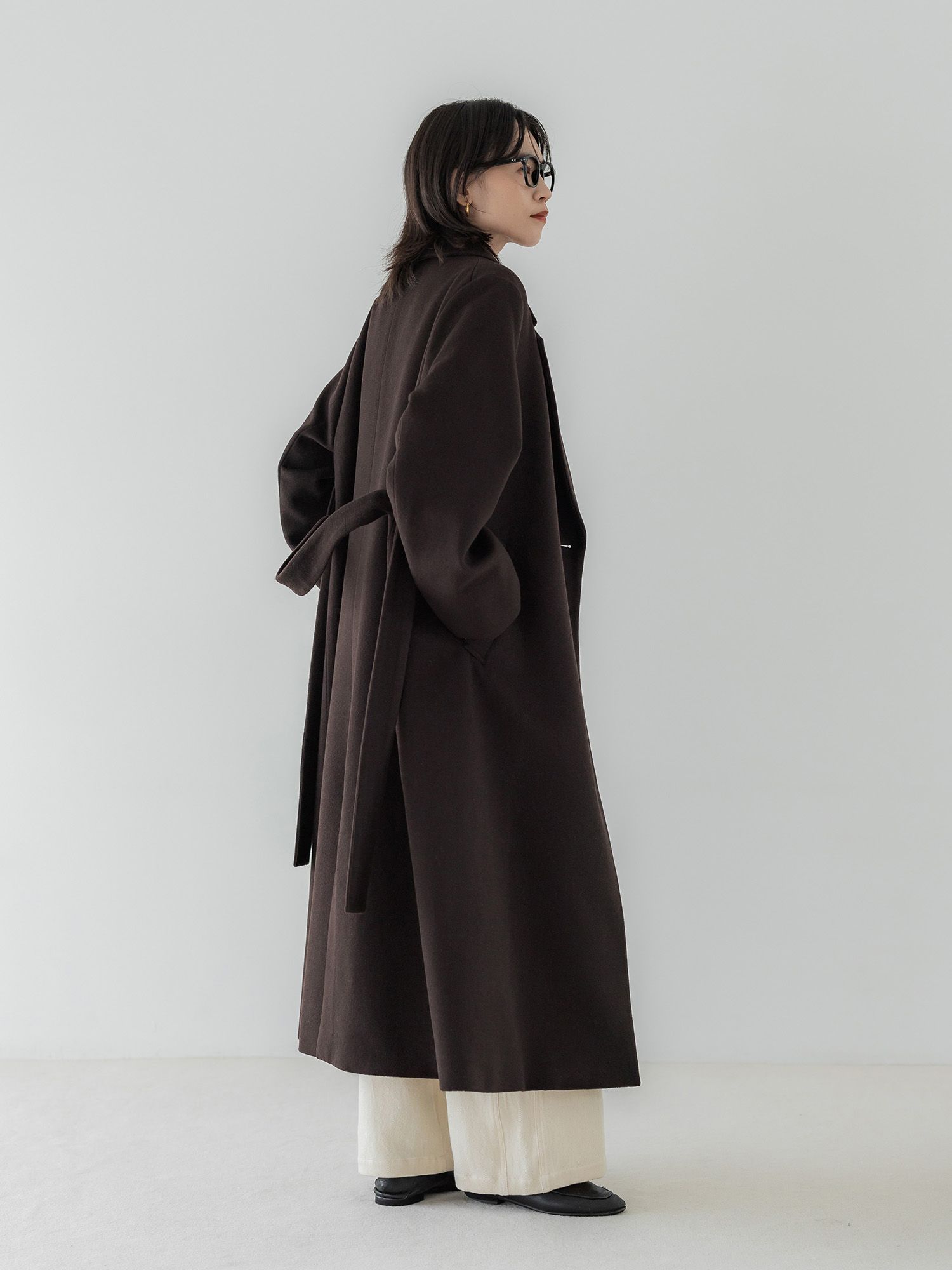 アジャスタブルウールロングコート