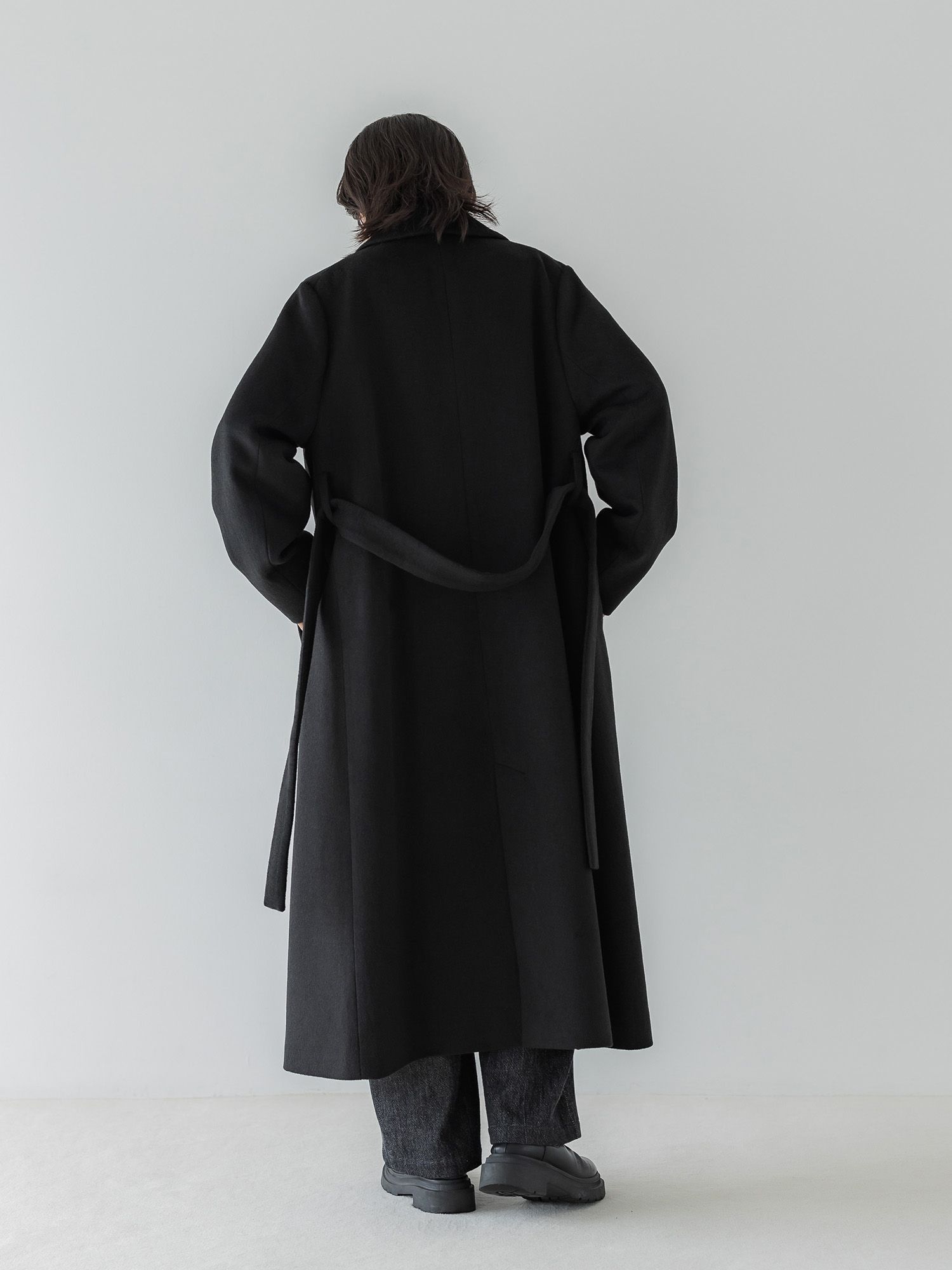 アジャスタブルウールロングコート