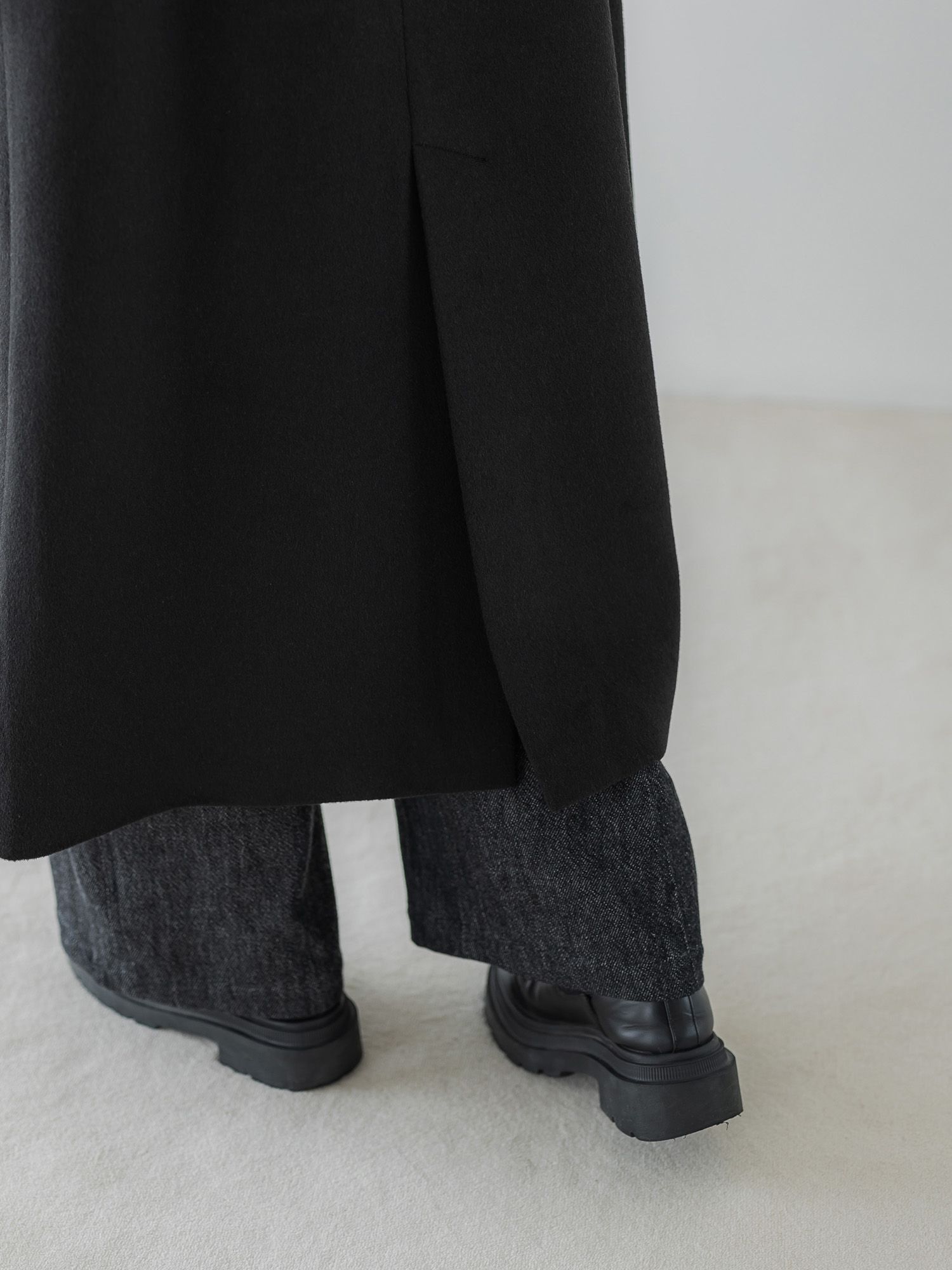 アジャスタブルウールロングコート