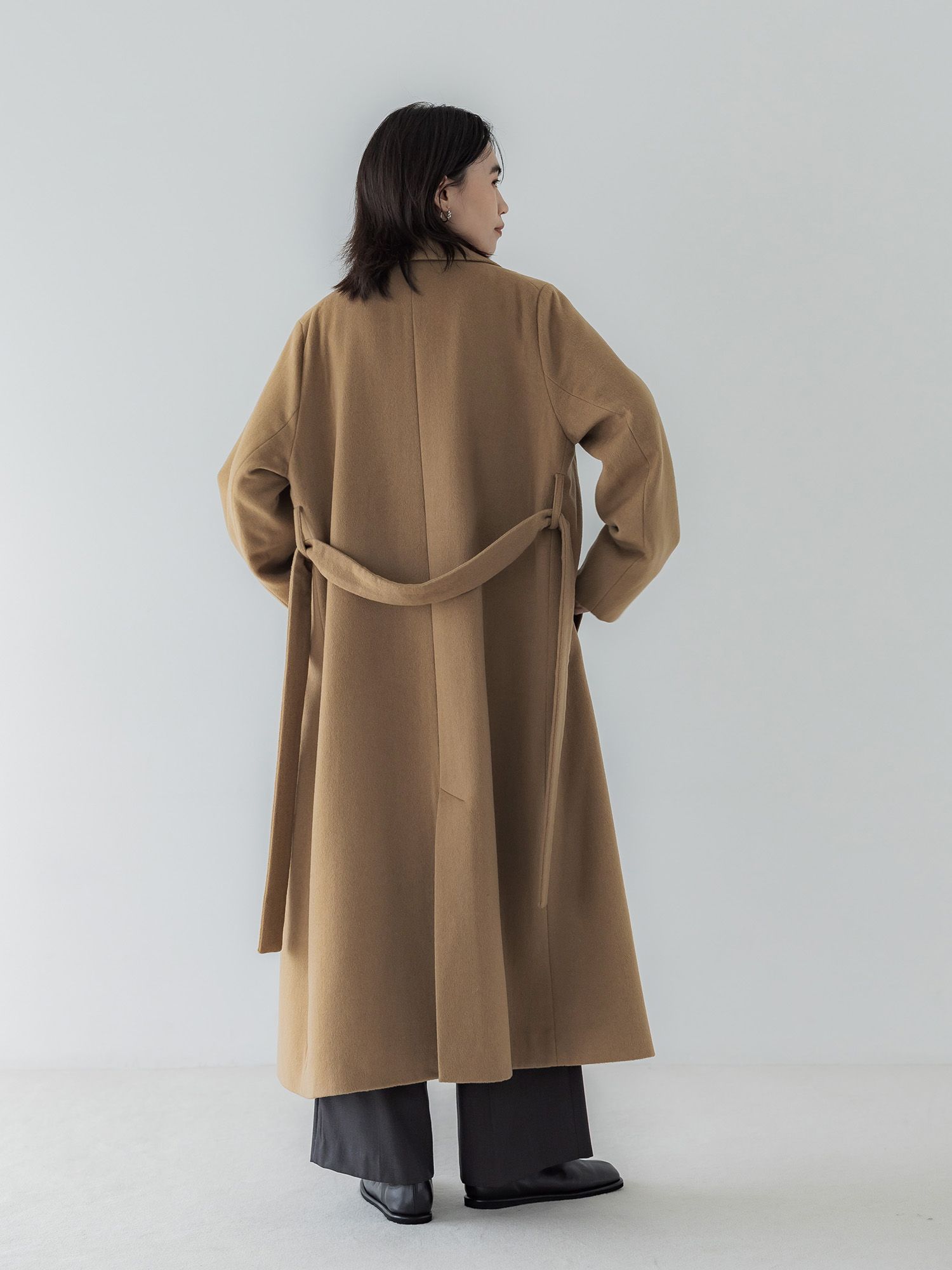 アジャスタブルウールロングコート