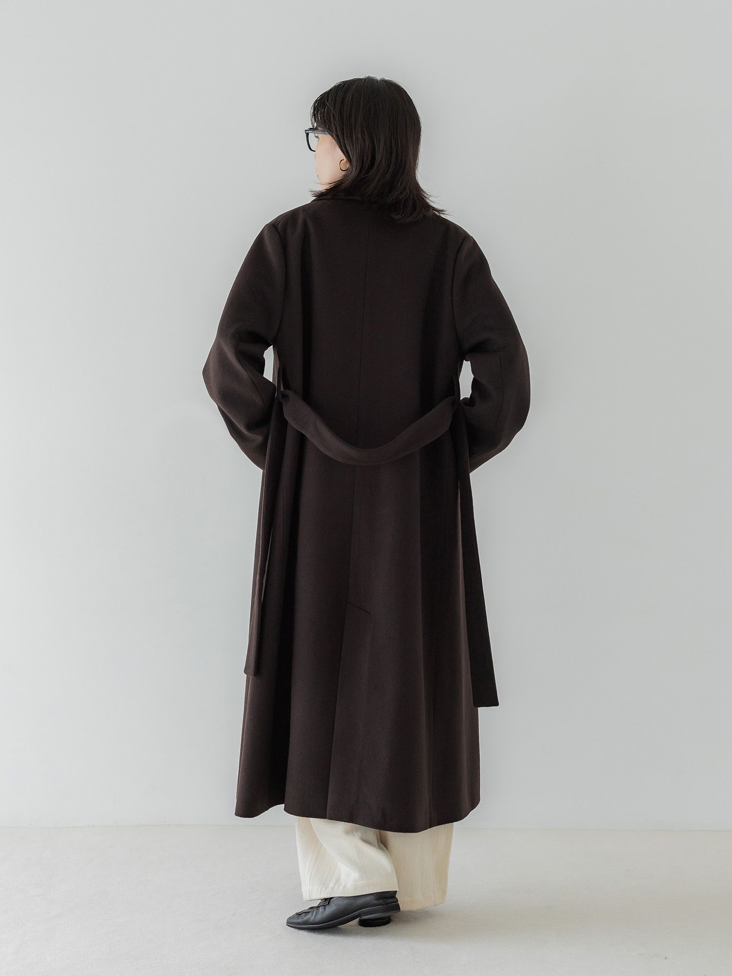 アジャスタブルウールロングコート