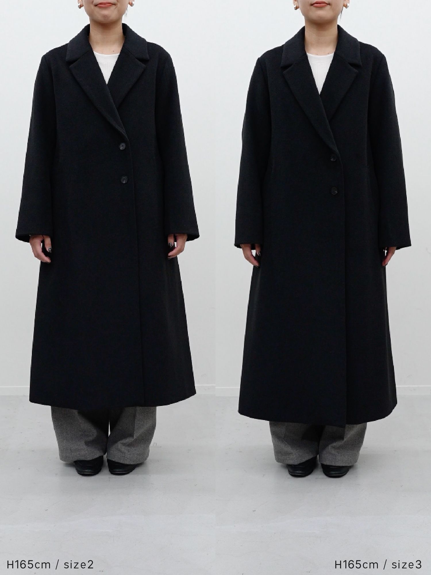 アジャスタブルウールロングコート