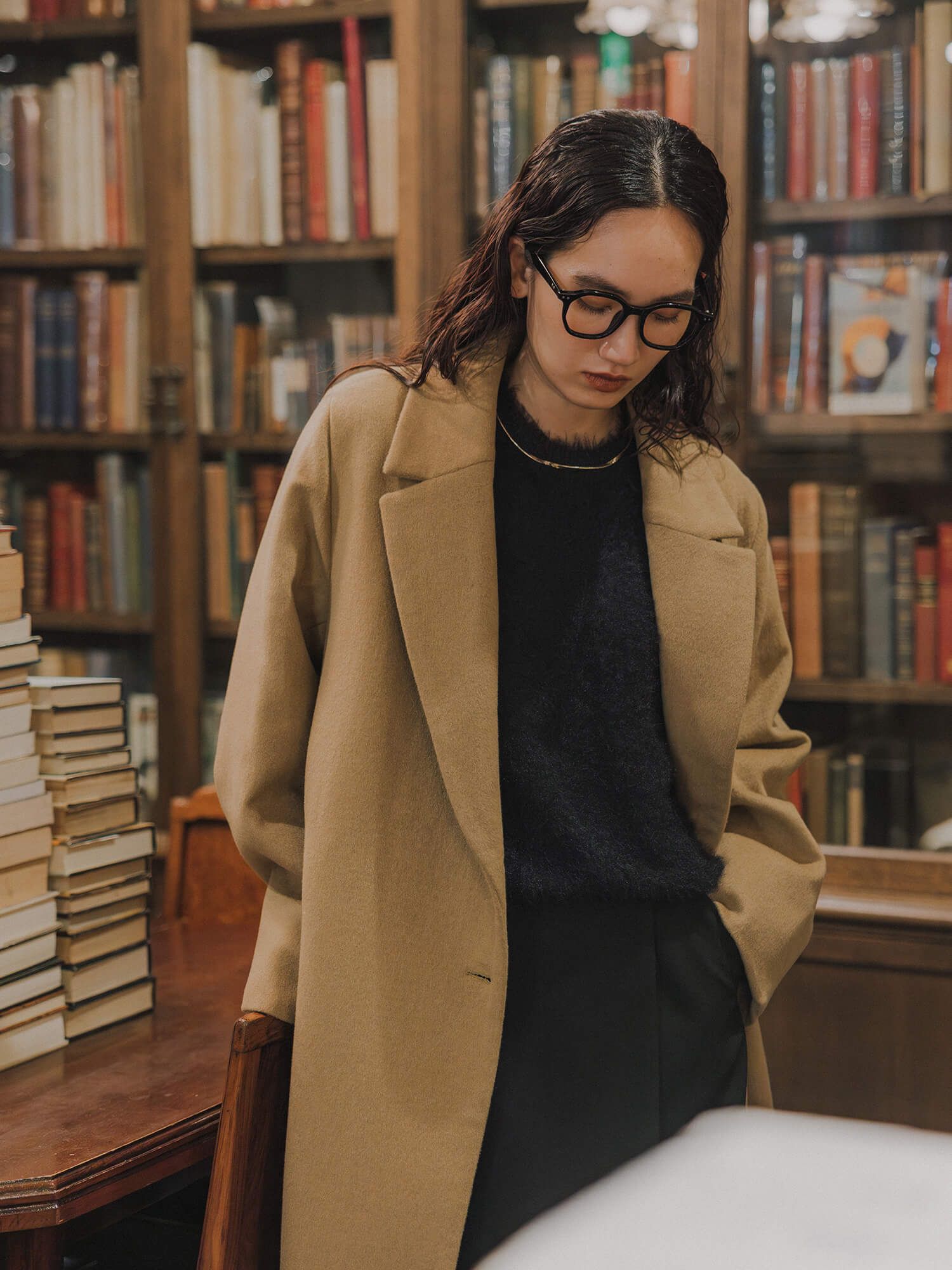 アジャスタブルウールロングコート