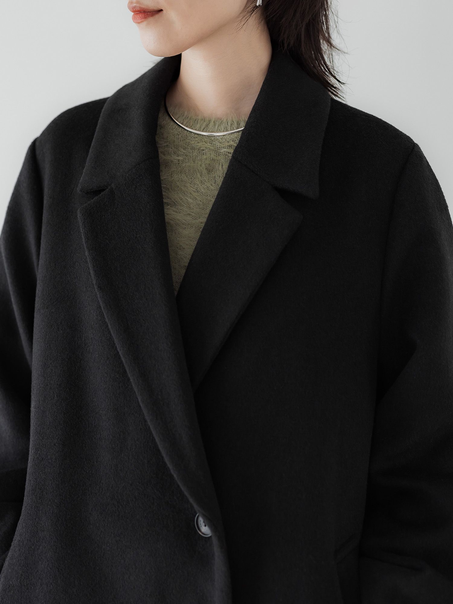 アジャスタブルウールロングコート