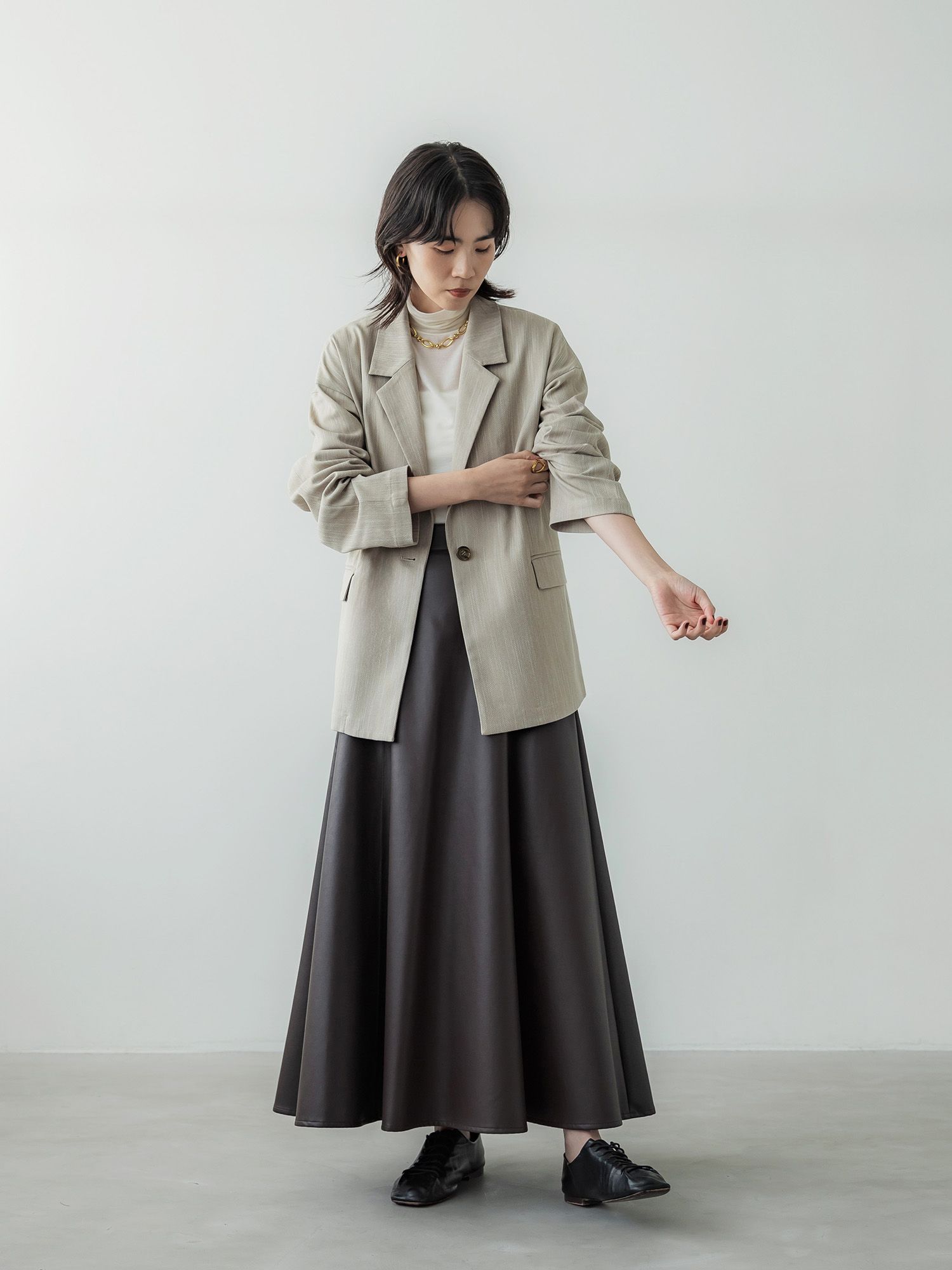 シルクブレンドハイネックトップス