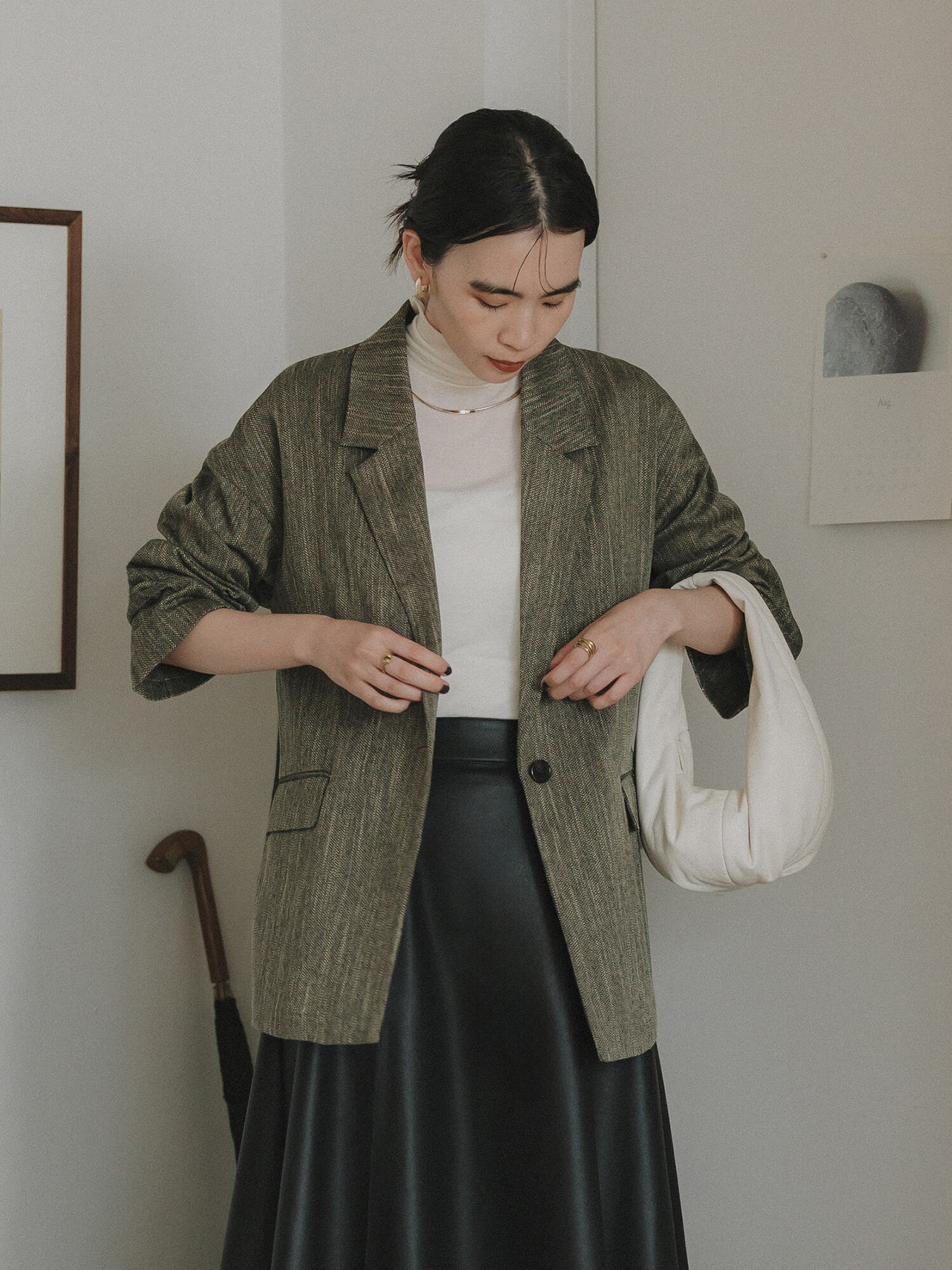 シルクブレンドハイネックトップス