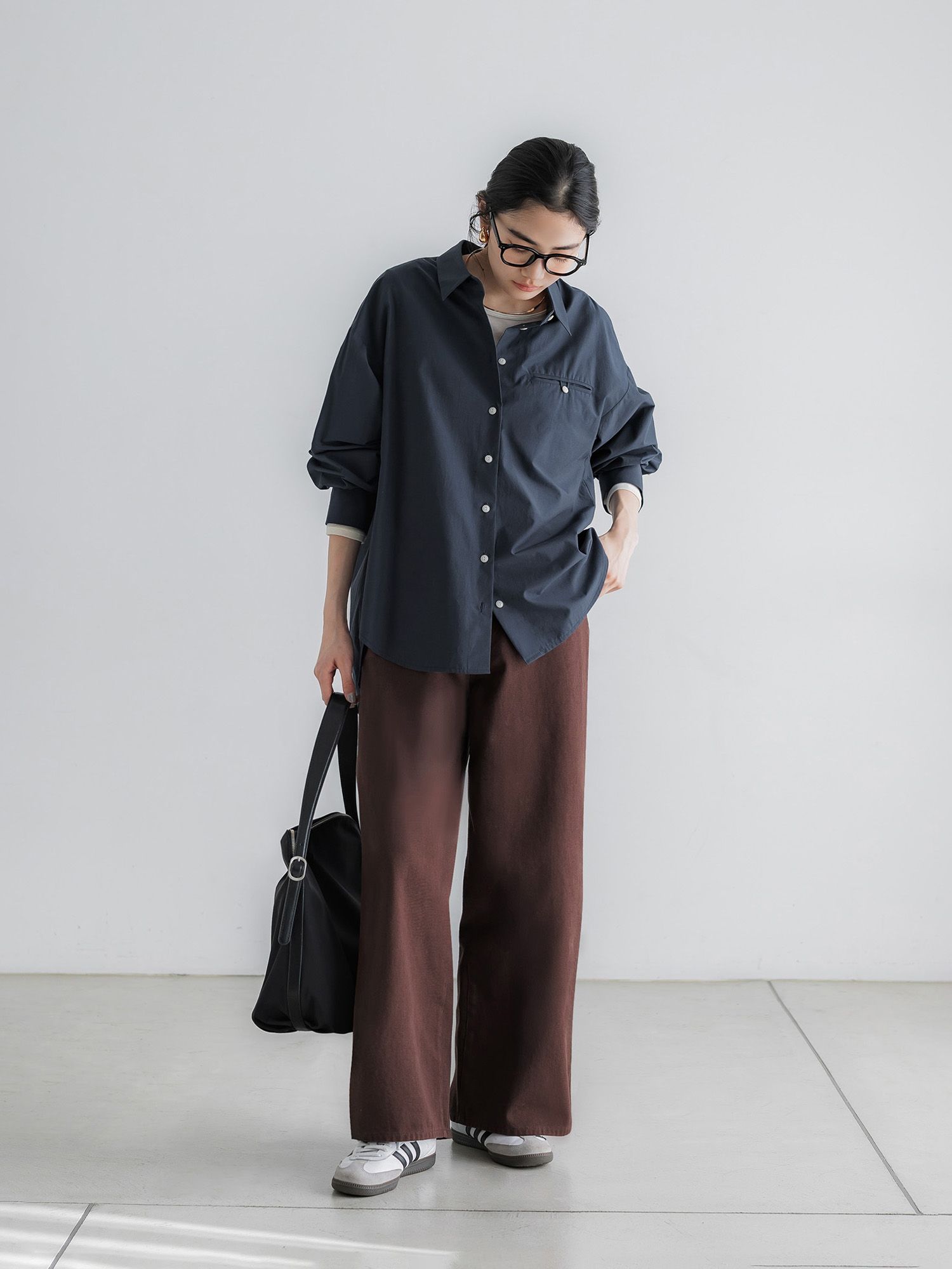 ナイロンレザーショルダーバッグ