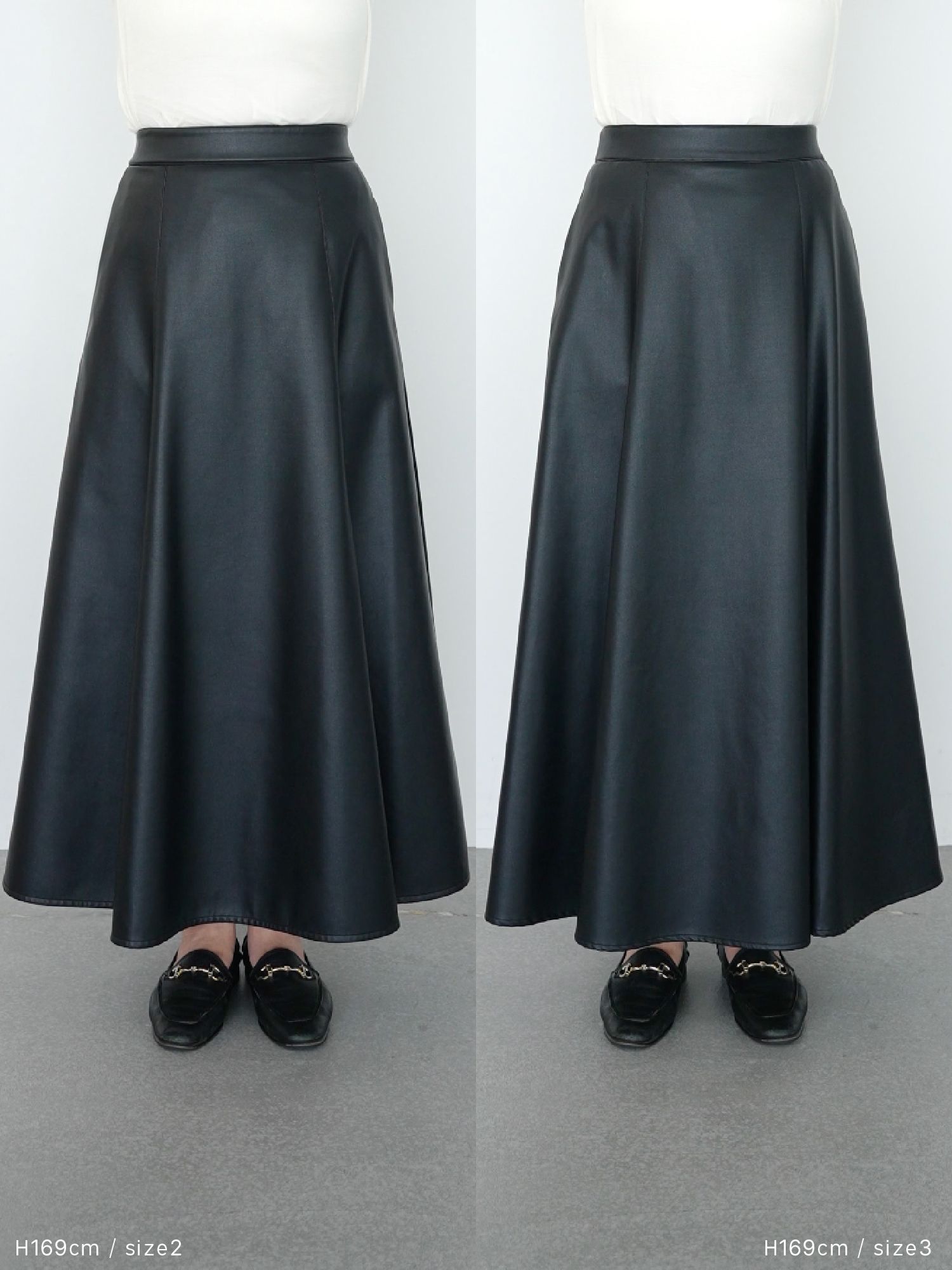 フェイクレザードレープスカート