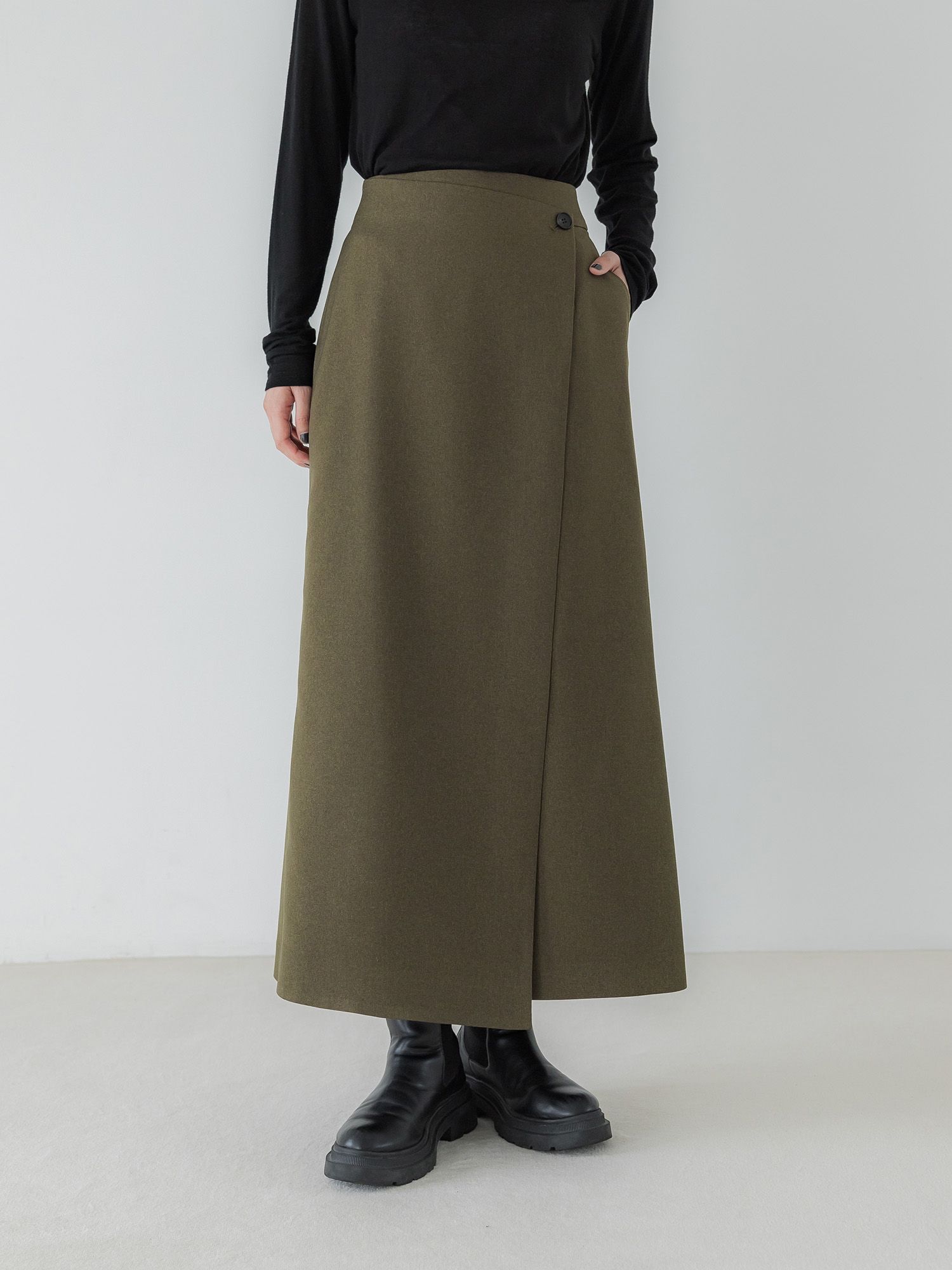 ウールライクラップロングスカート