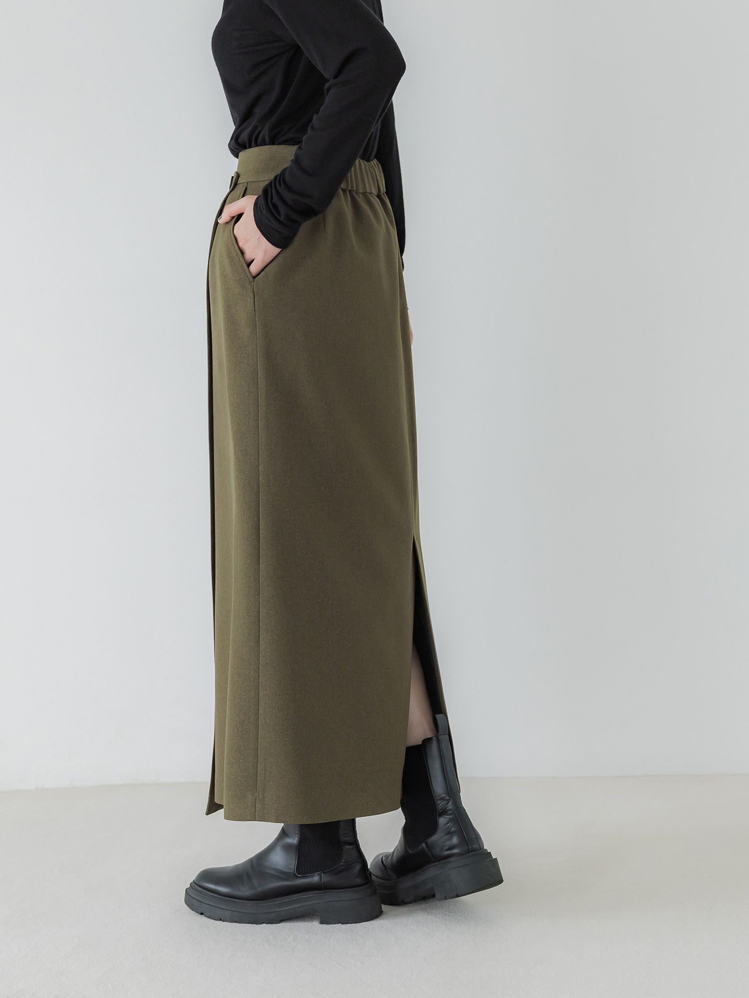 ウールライクラップロングスカート
