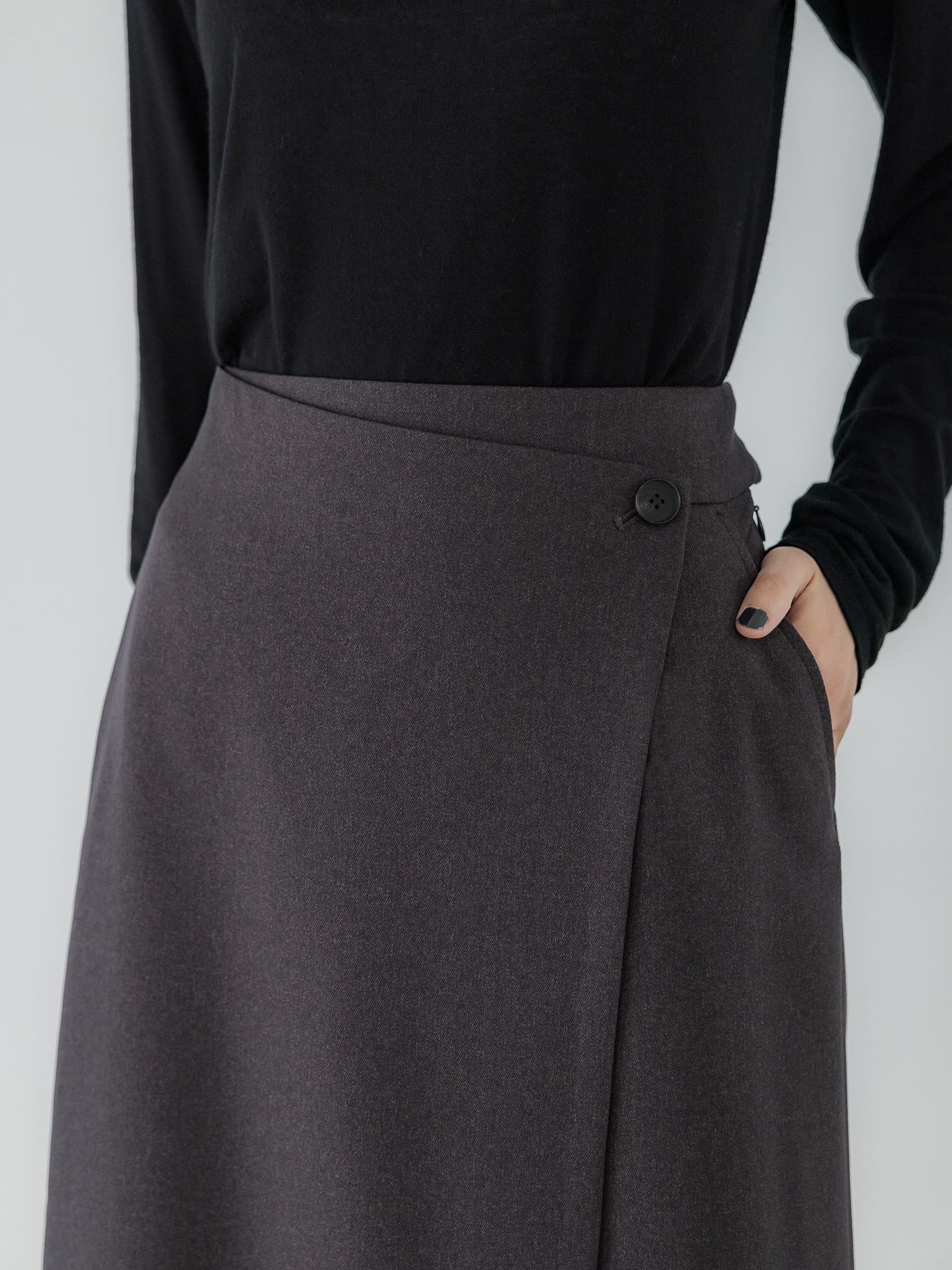 ウールライクラップロングスカート