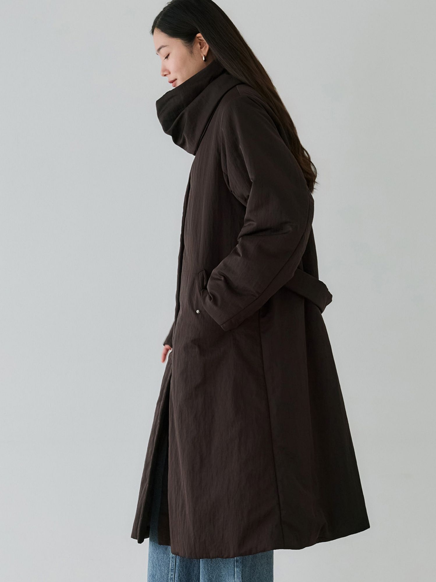 crewre online shop / 2wayノーカラーパファーコート