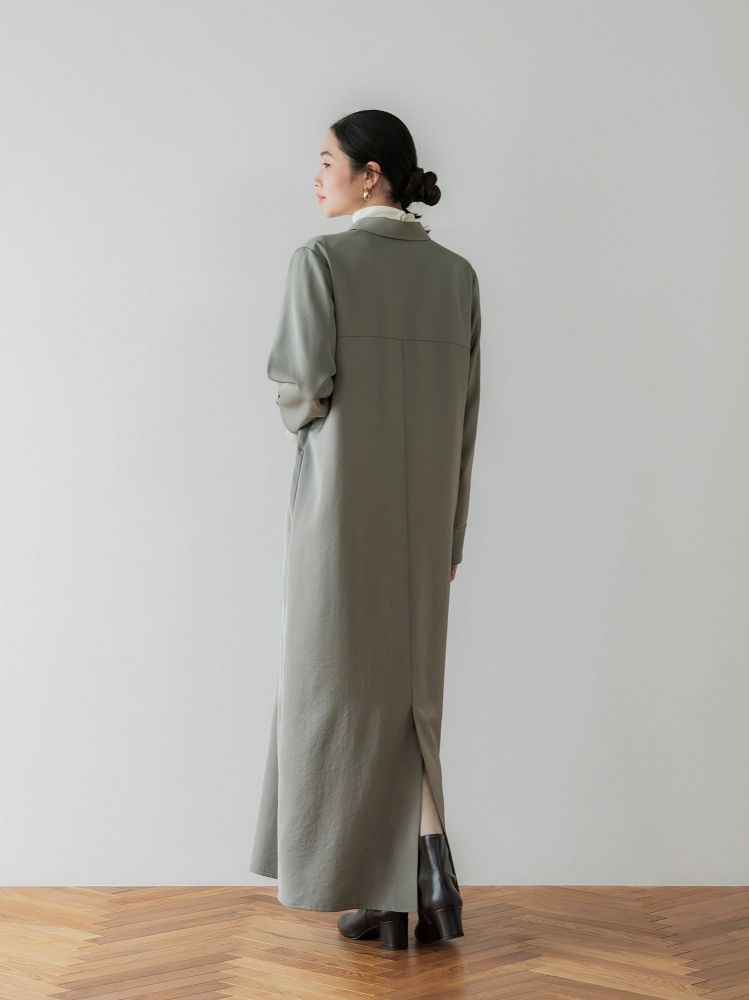 【南さん】crewre サテンドレープシャツワンピース crewre online shop / サテンドレープシャツワンピース