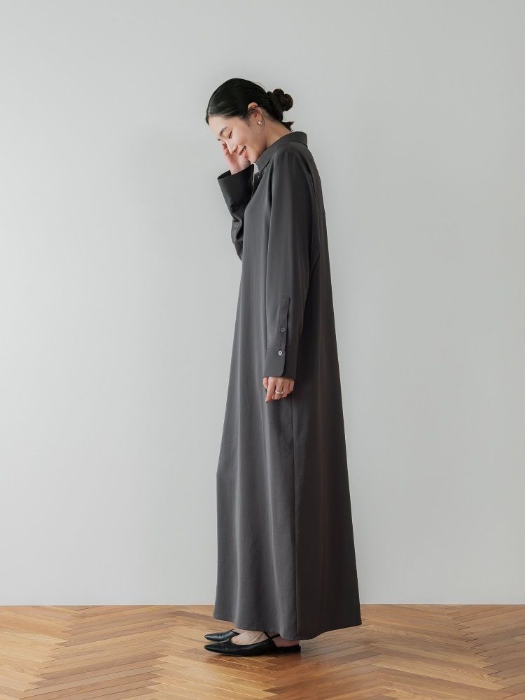 【南さん】crewre サテンドレープシャツワンピース crewre online shop / サテンドレープシャツワンピース