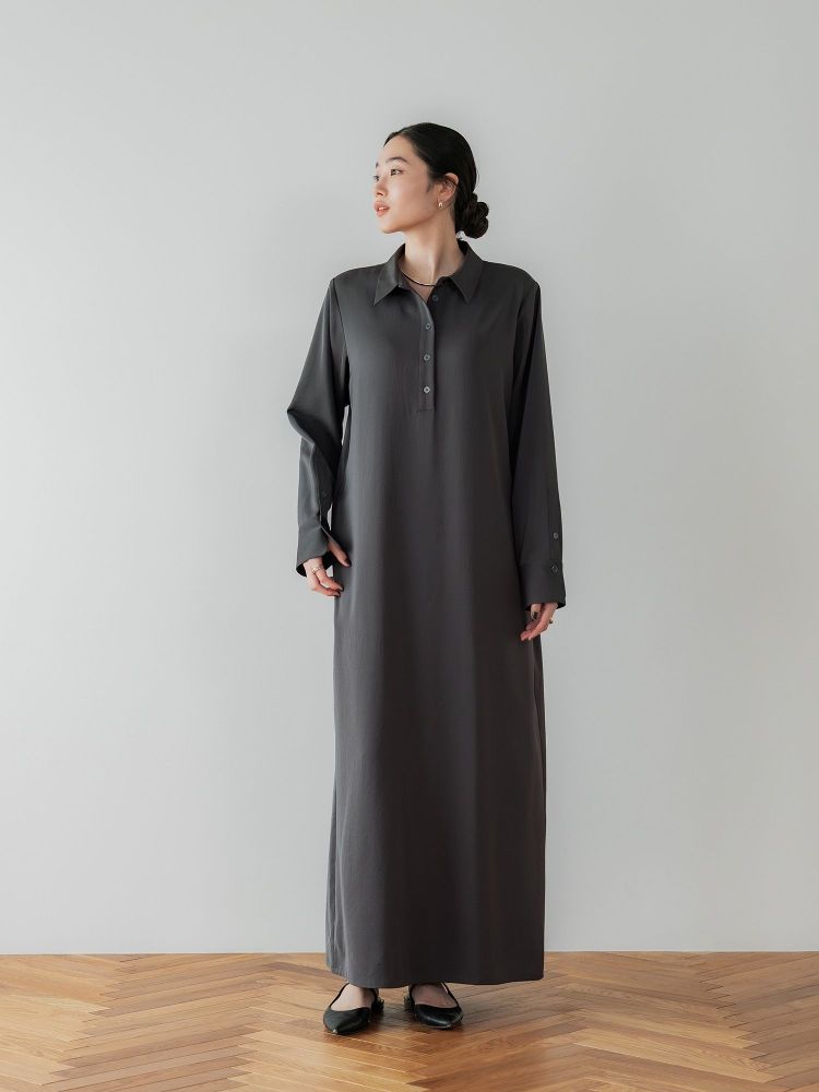 crewre online shop / サテンドレープシャツワンピース