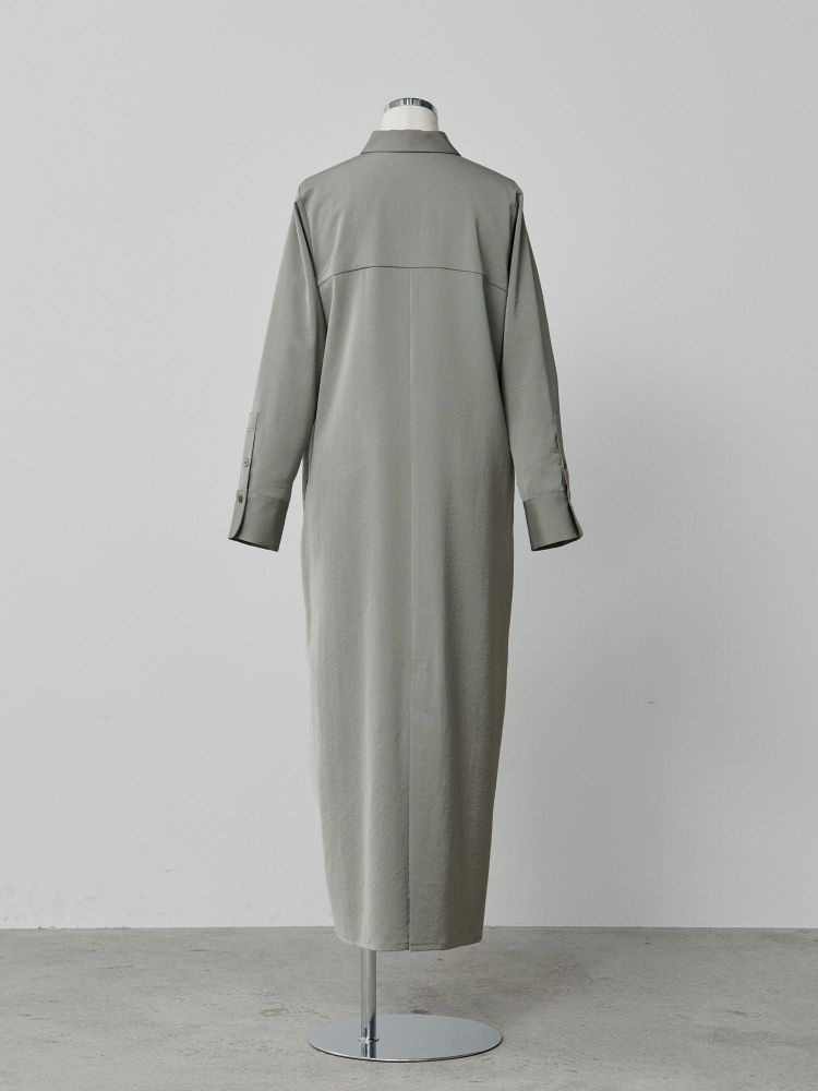 グレー サテンドレープシャツワンピース　moss gray サイズ1 crewre online shop / サテンドレープシャツワンピース