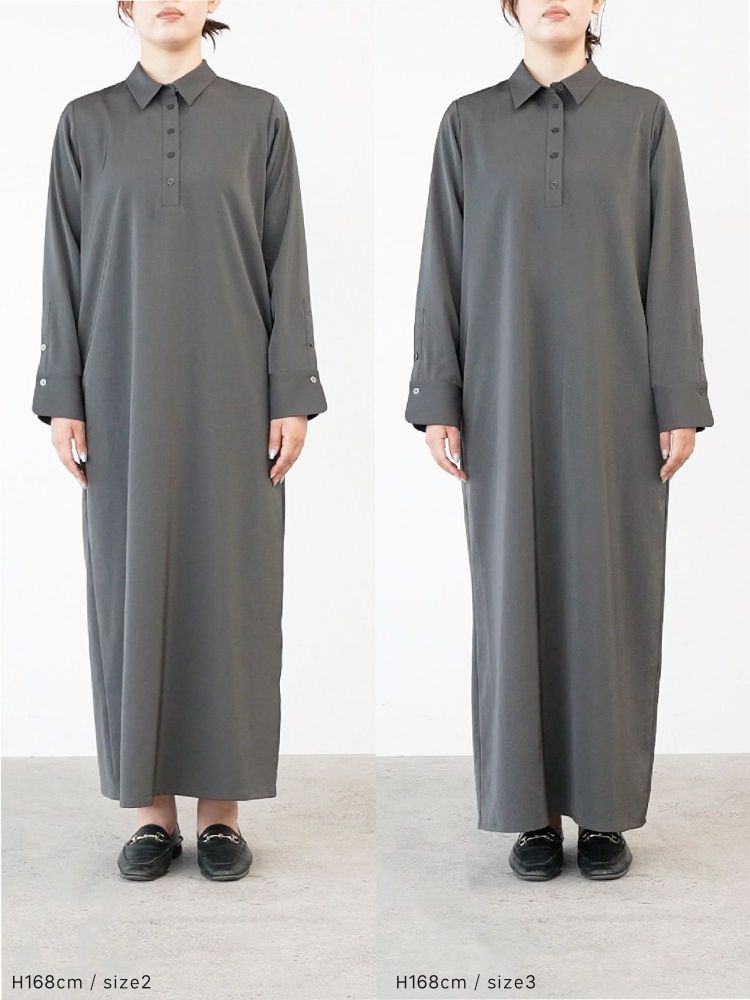 【南さん】crewre サテンドレープシャツワンピース crewre online shop / サテンドレープシャツワンピース