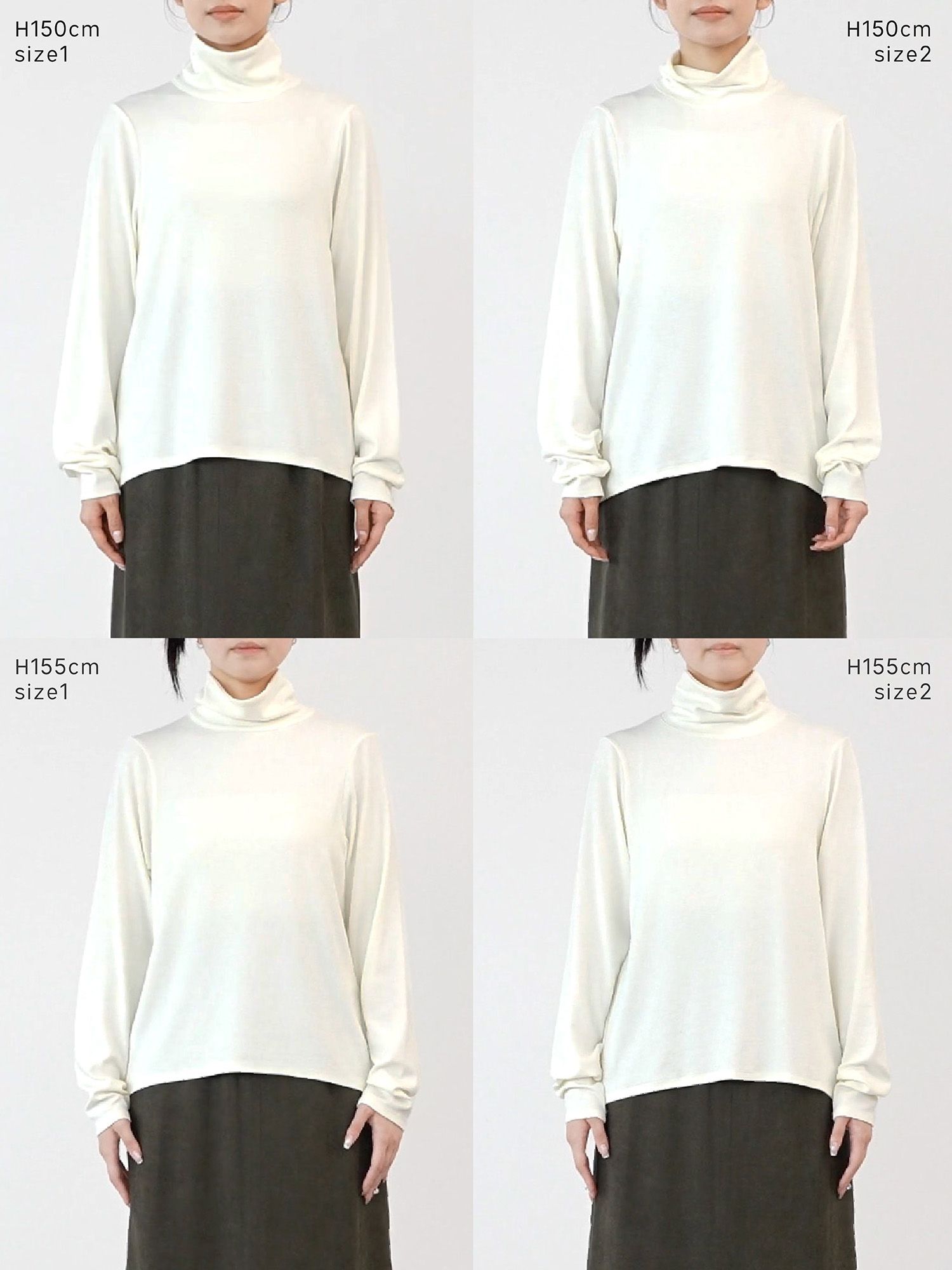 バックドロストハイネックトップス