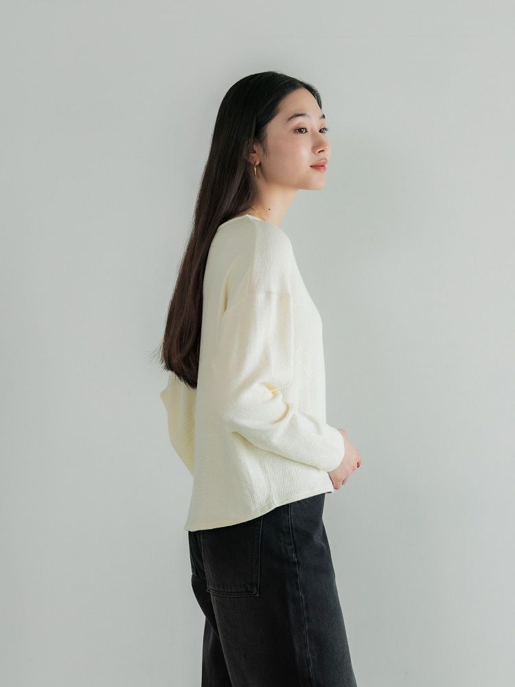 crewreシルクブレンドボートネックロンT オフホワイト　サイズ２ crewre online shop / シルクブレンドボートネックロンT