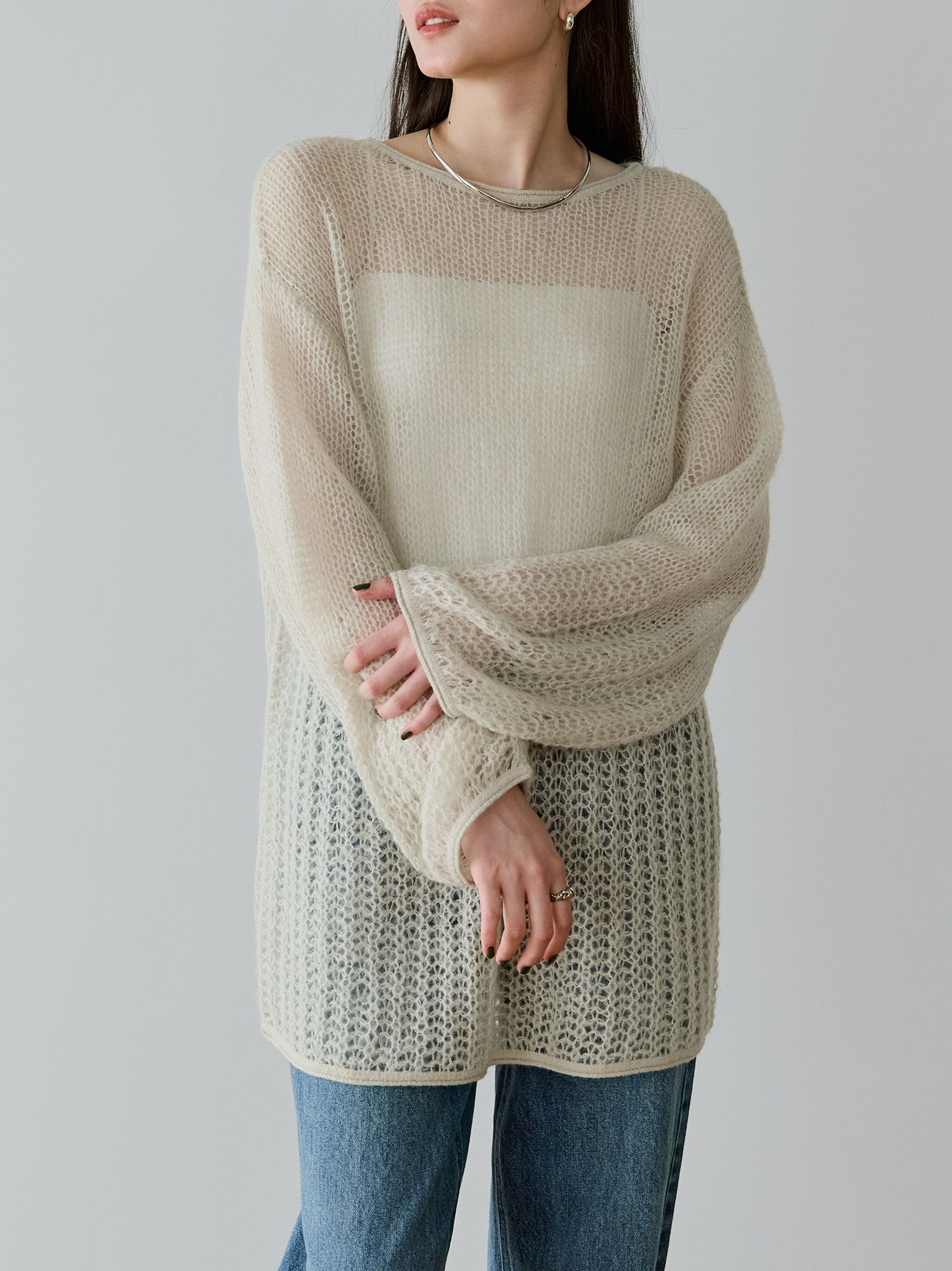 モヘヤミックスシアールーズニット