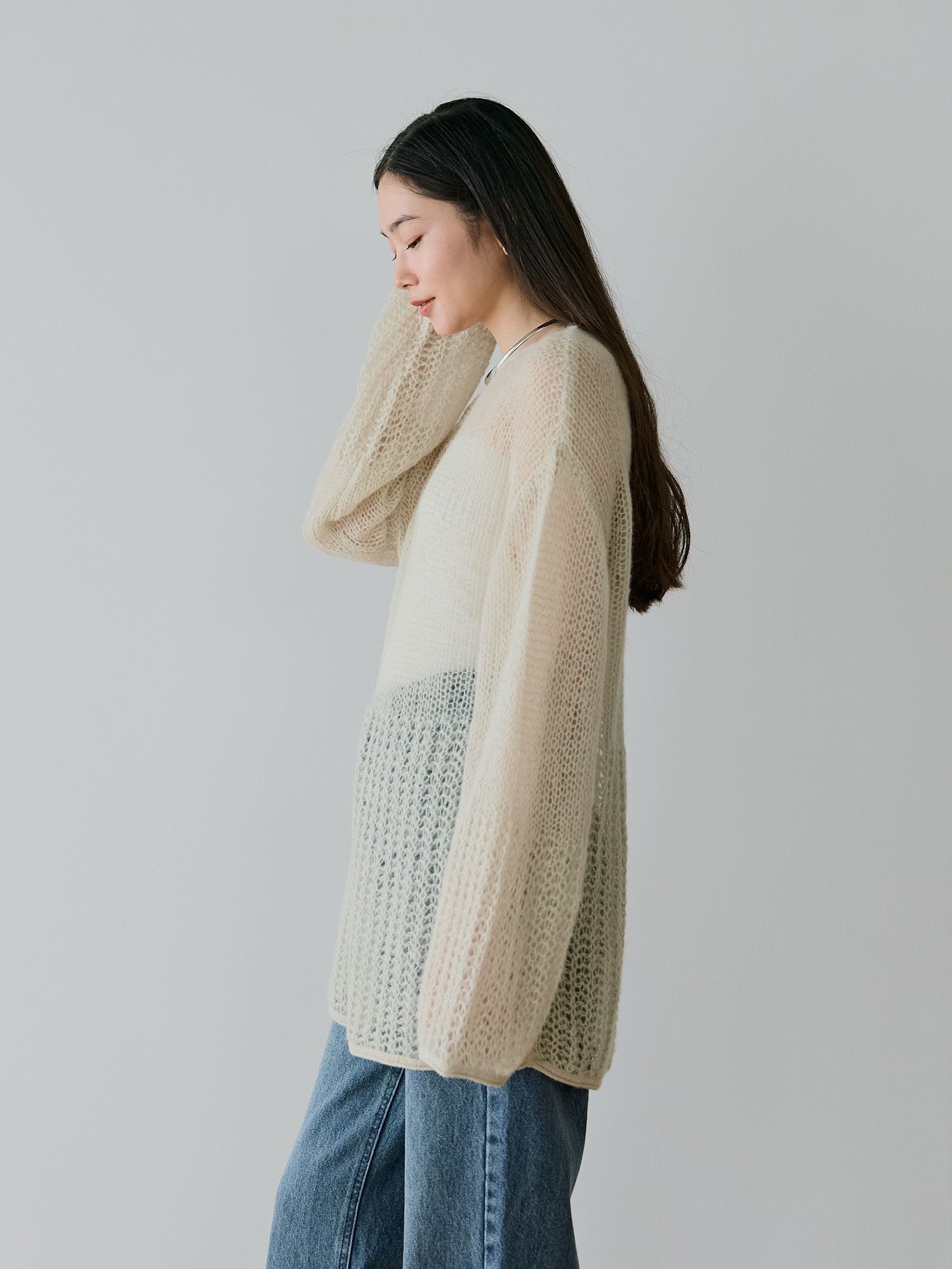 モヘヤミックスシアールーズニット