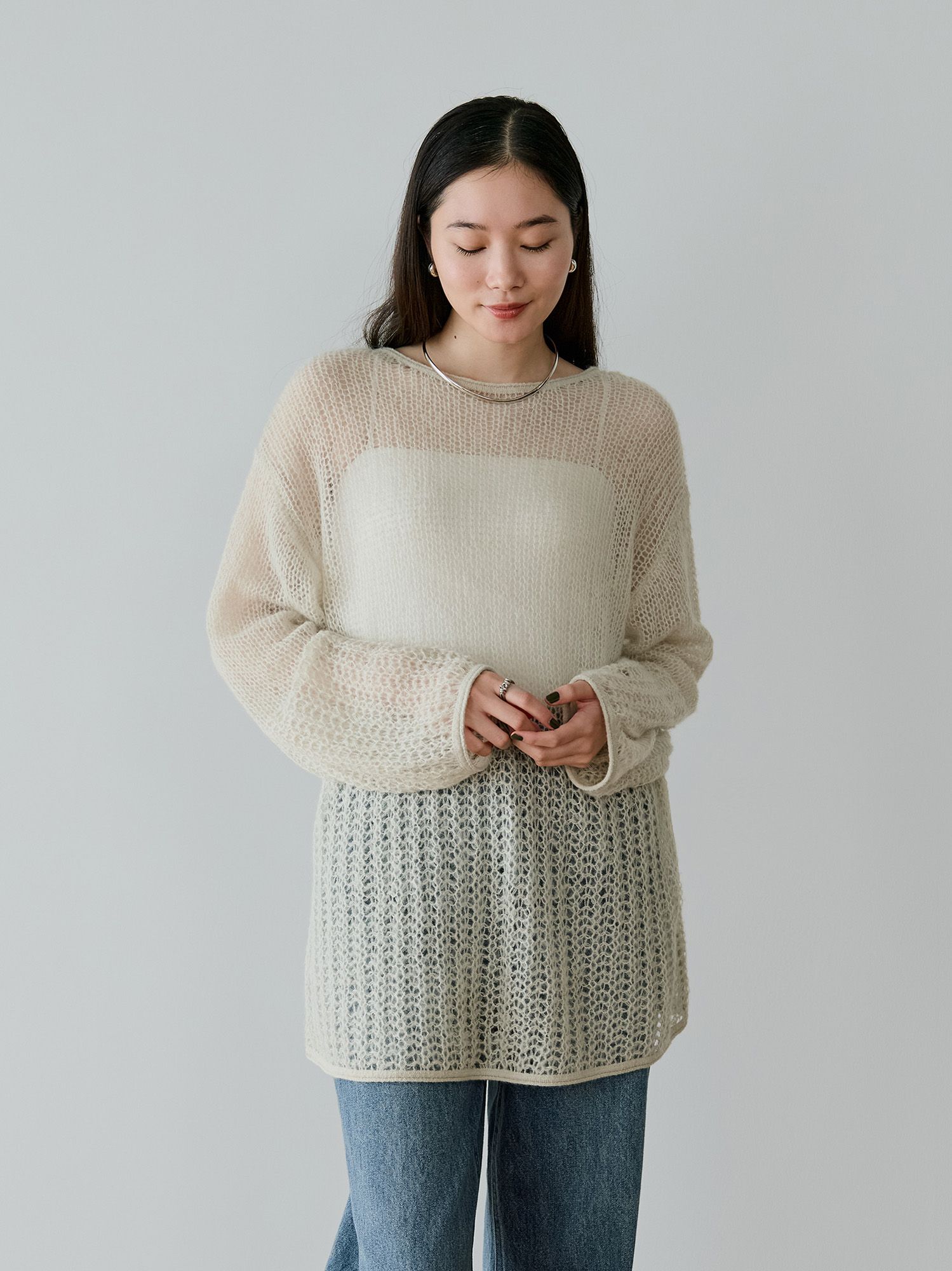 モヘヤミックスシアールーズニット