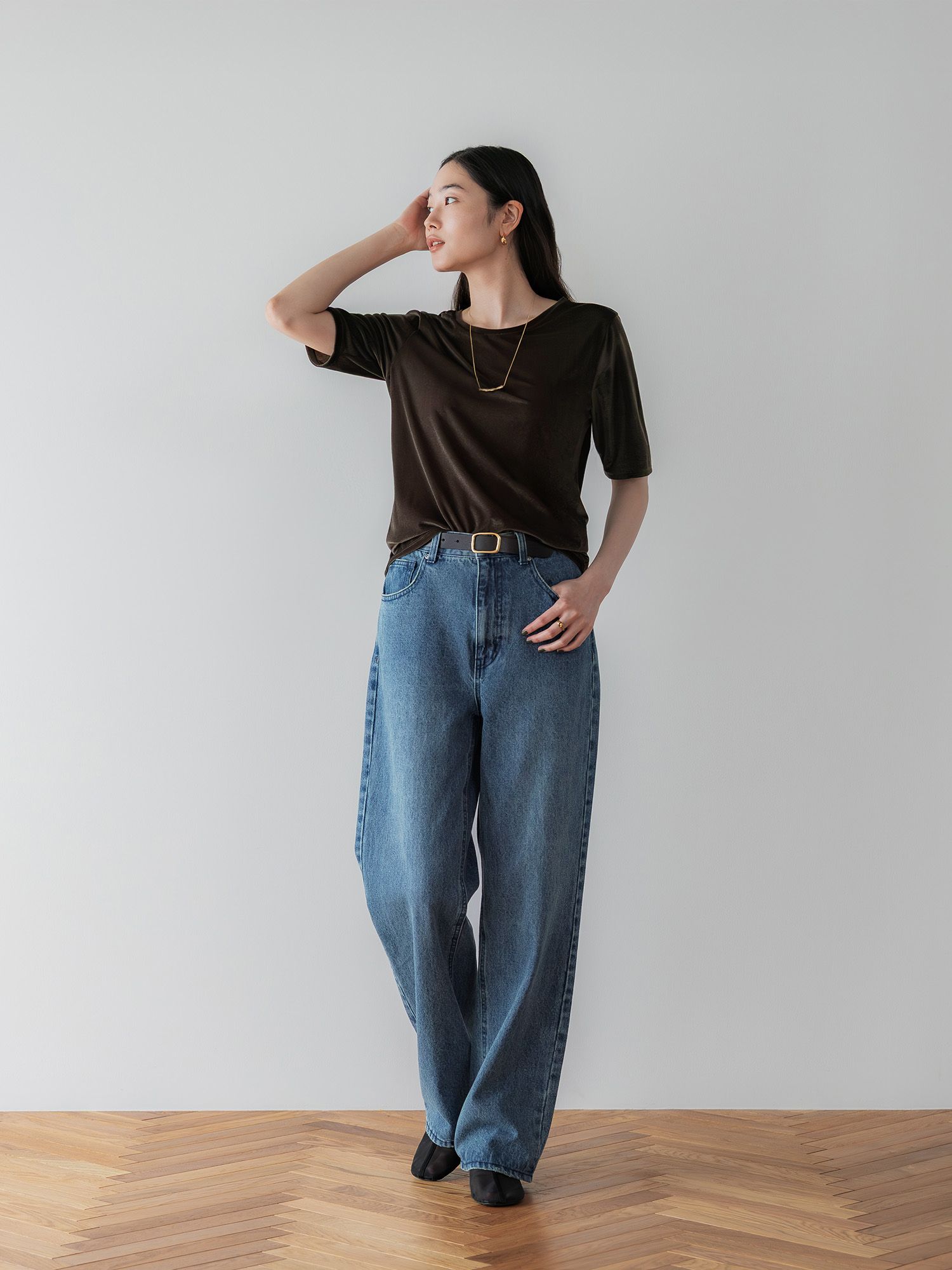 アジャスタブルIラインデニムパンツ