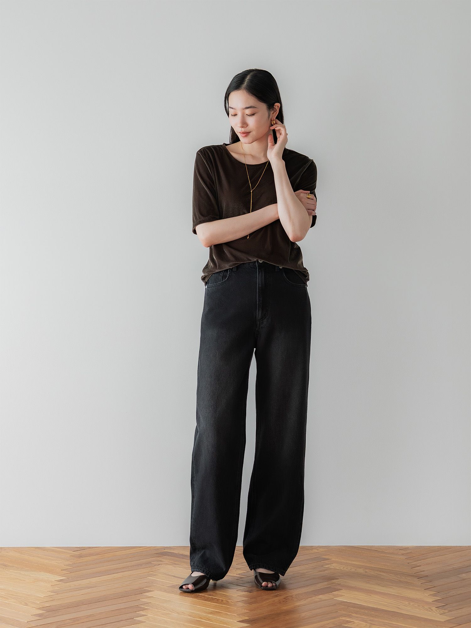 アジャスタブルIラインデニムパンツ