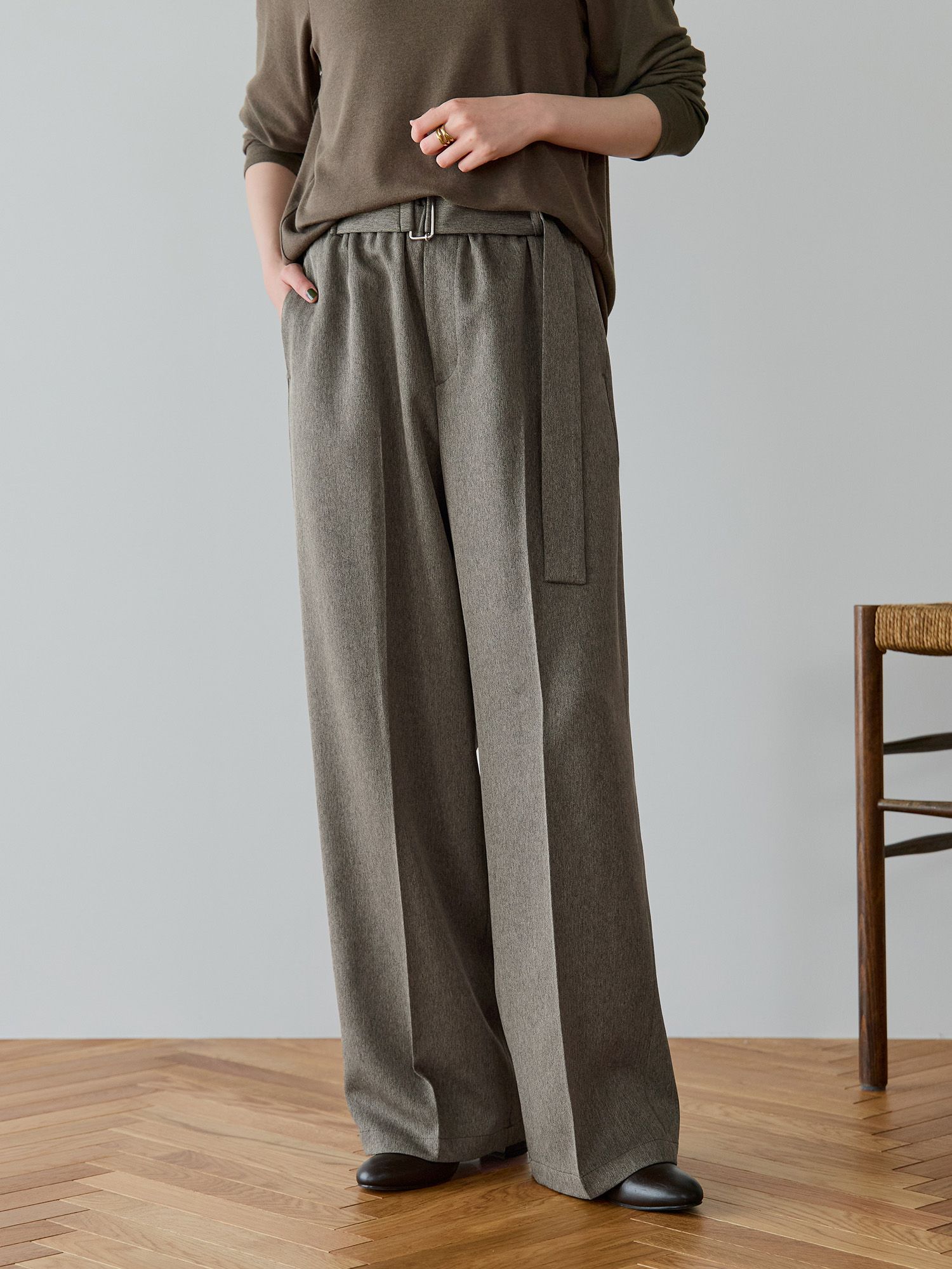 フリーウエストベルテッドパンツ