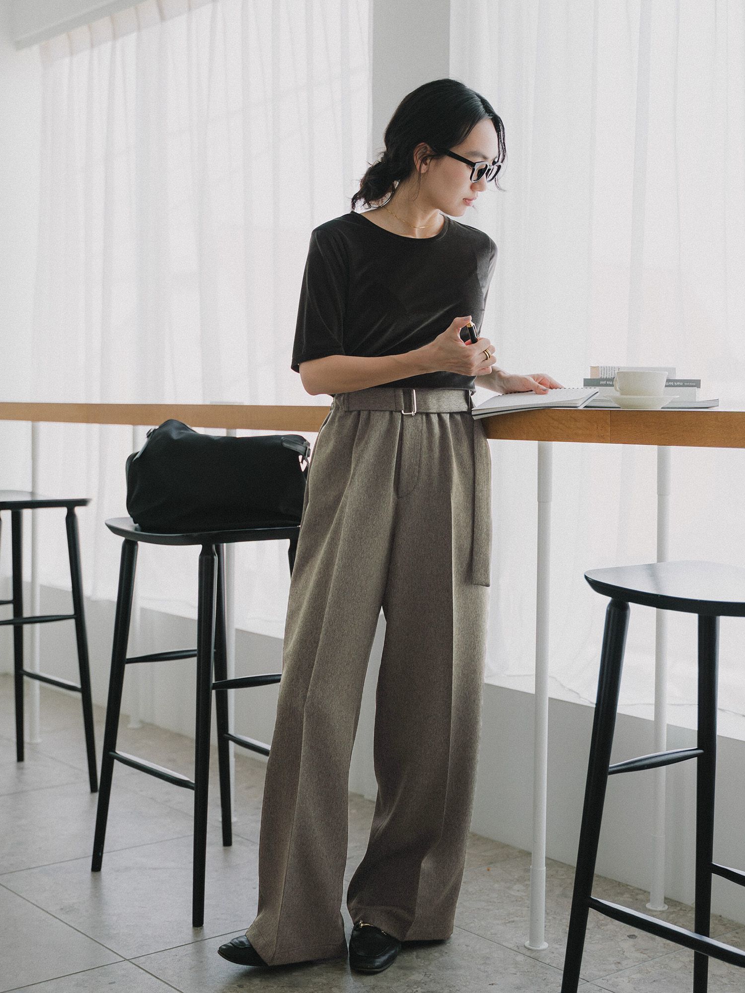 フリーウエストベルテッドパンツ