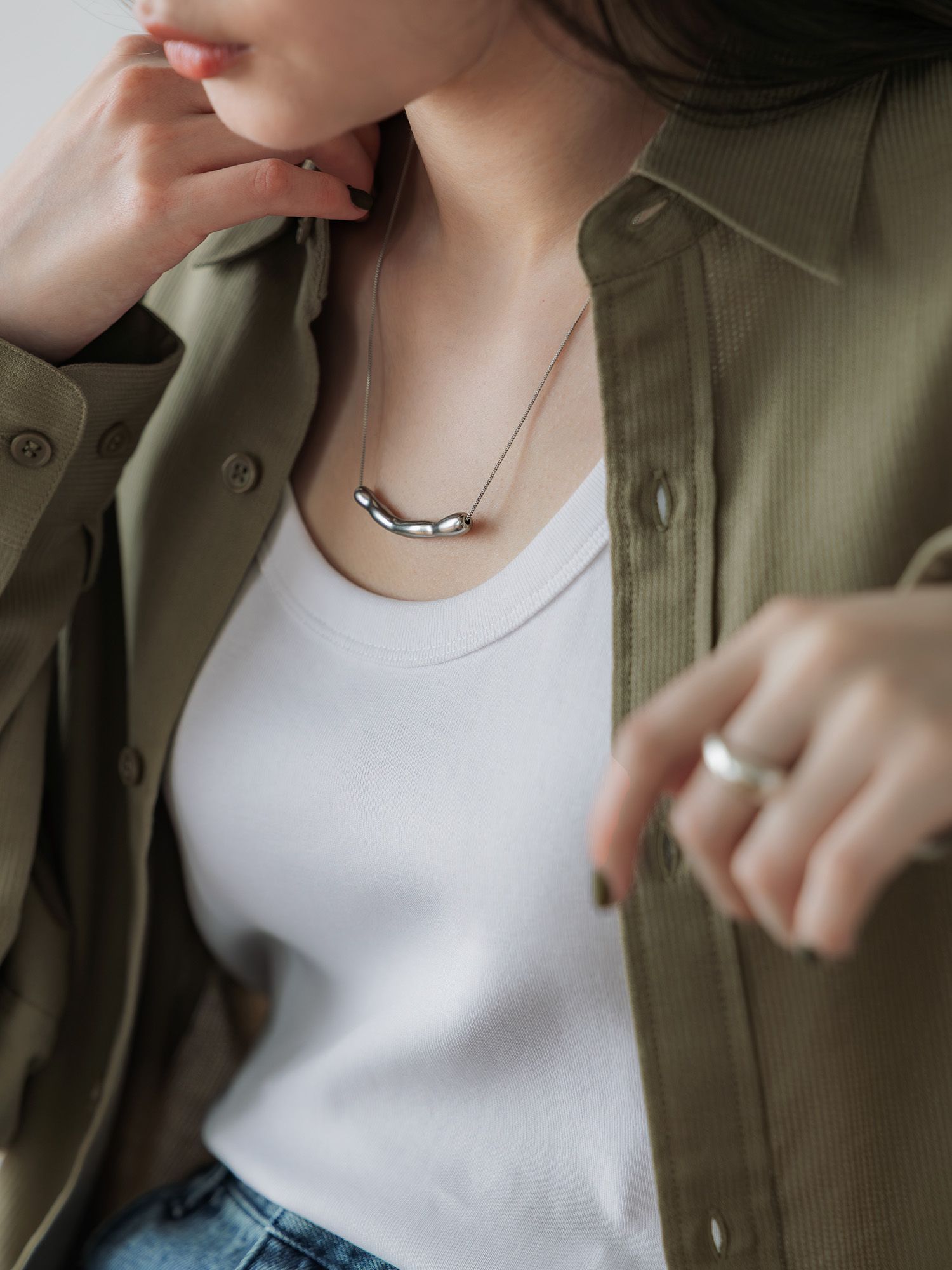 crewre クルーレ　ウェイビーアジャスタブルネックレス　ゴールド＆シルバー crewre online shop / ウェイビーアジャスタブルネックレス