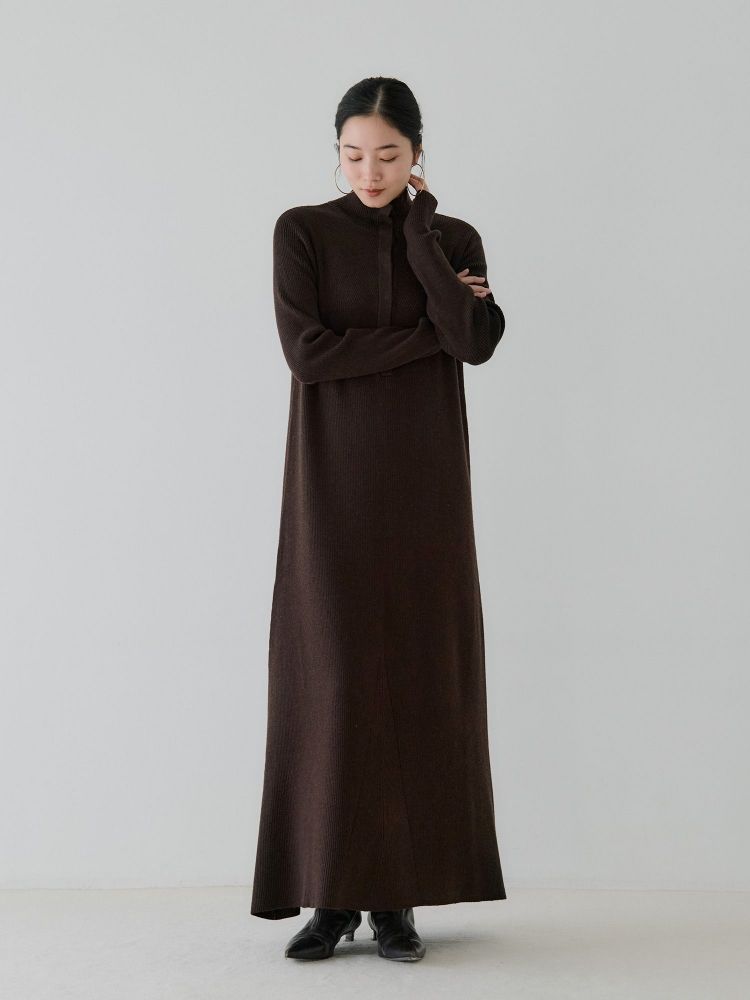 【新品】crewe フロントフライニットワンピース dark brownサイズ2 crewre online shop / フロントフライニットワンピース