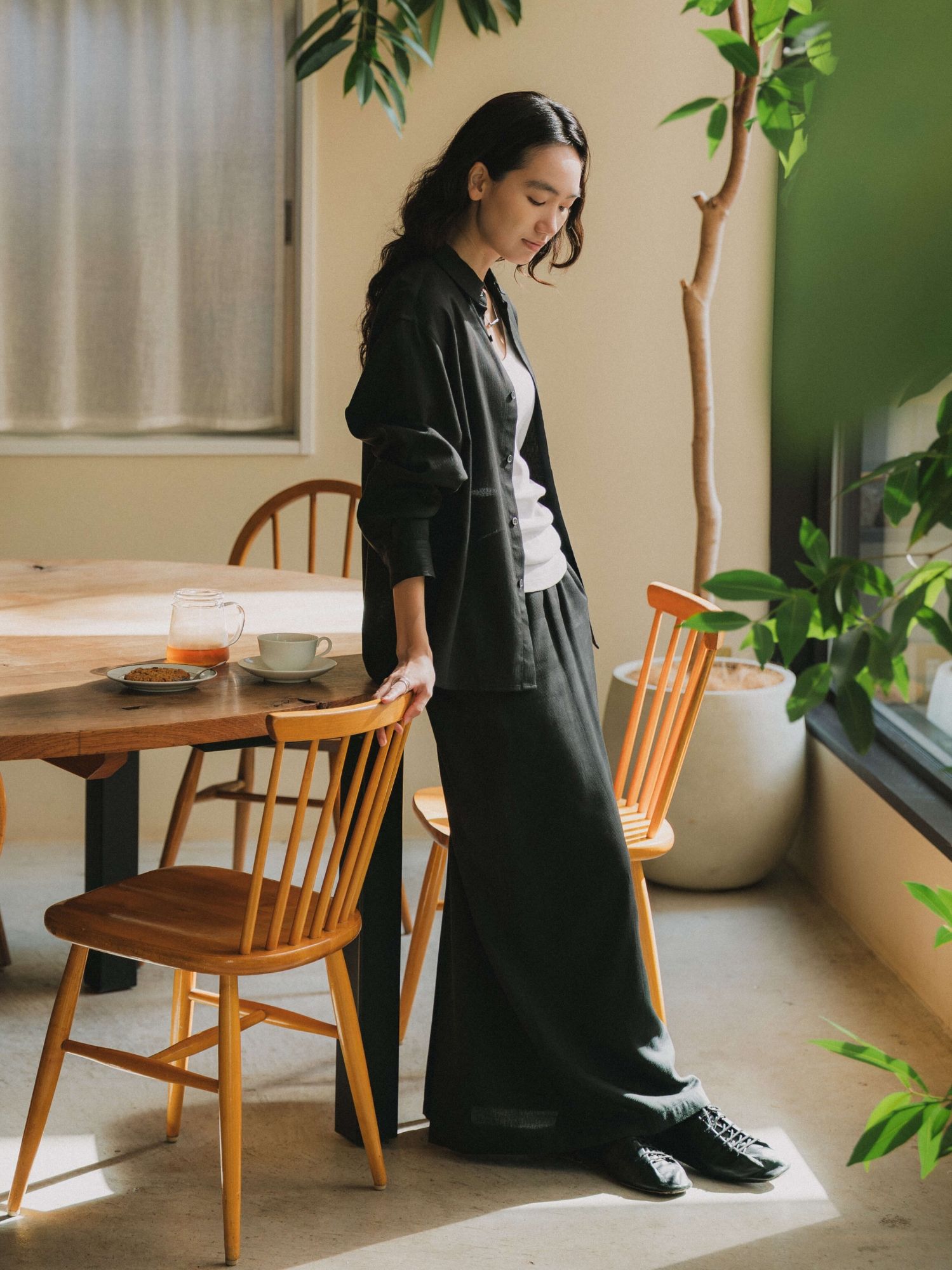 テンセルコットンピケIラインスカート