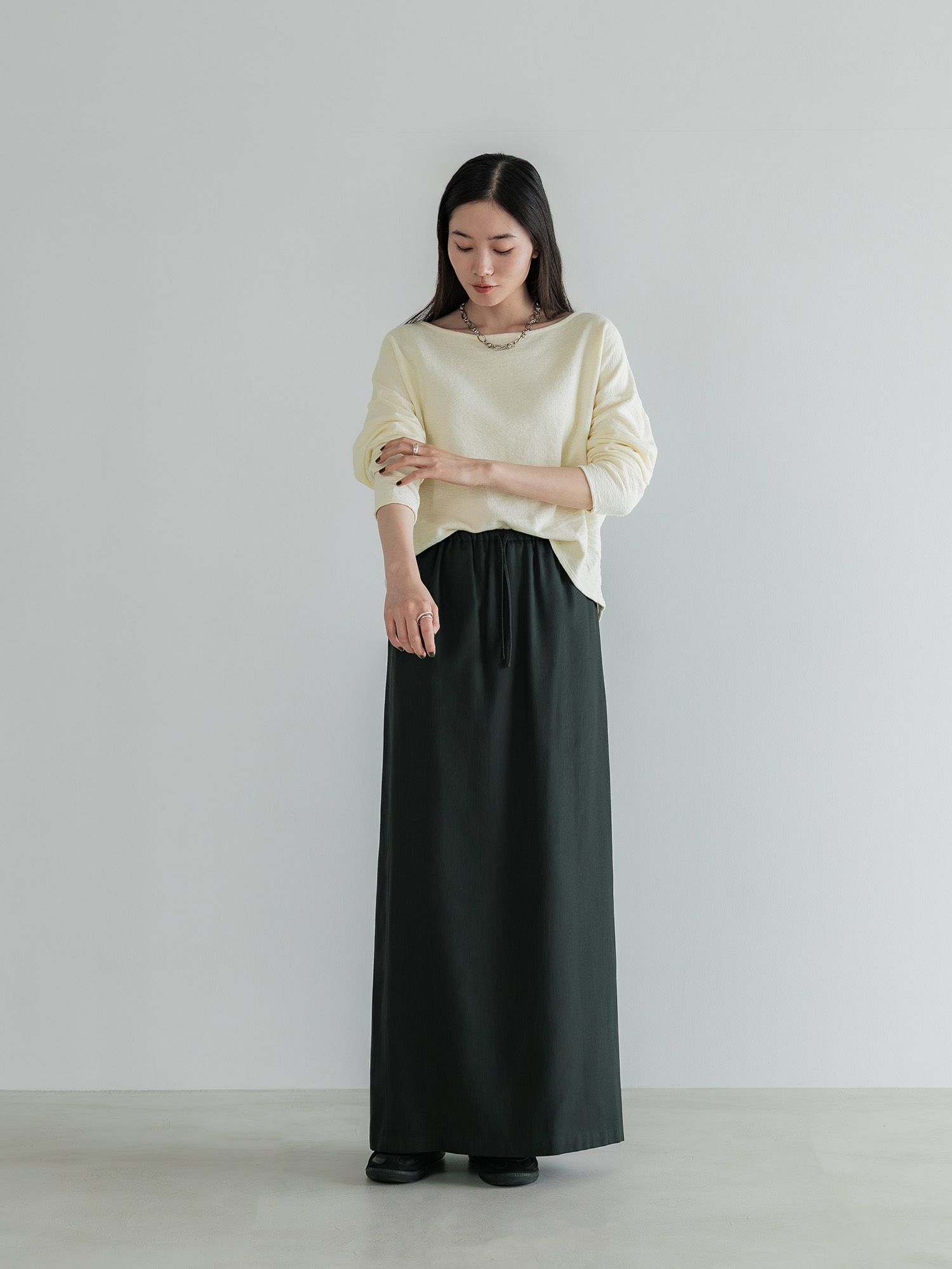 テンセルコットンピケIラインスカート