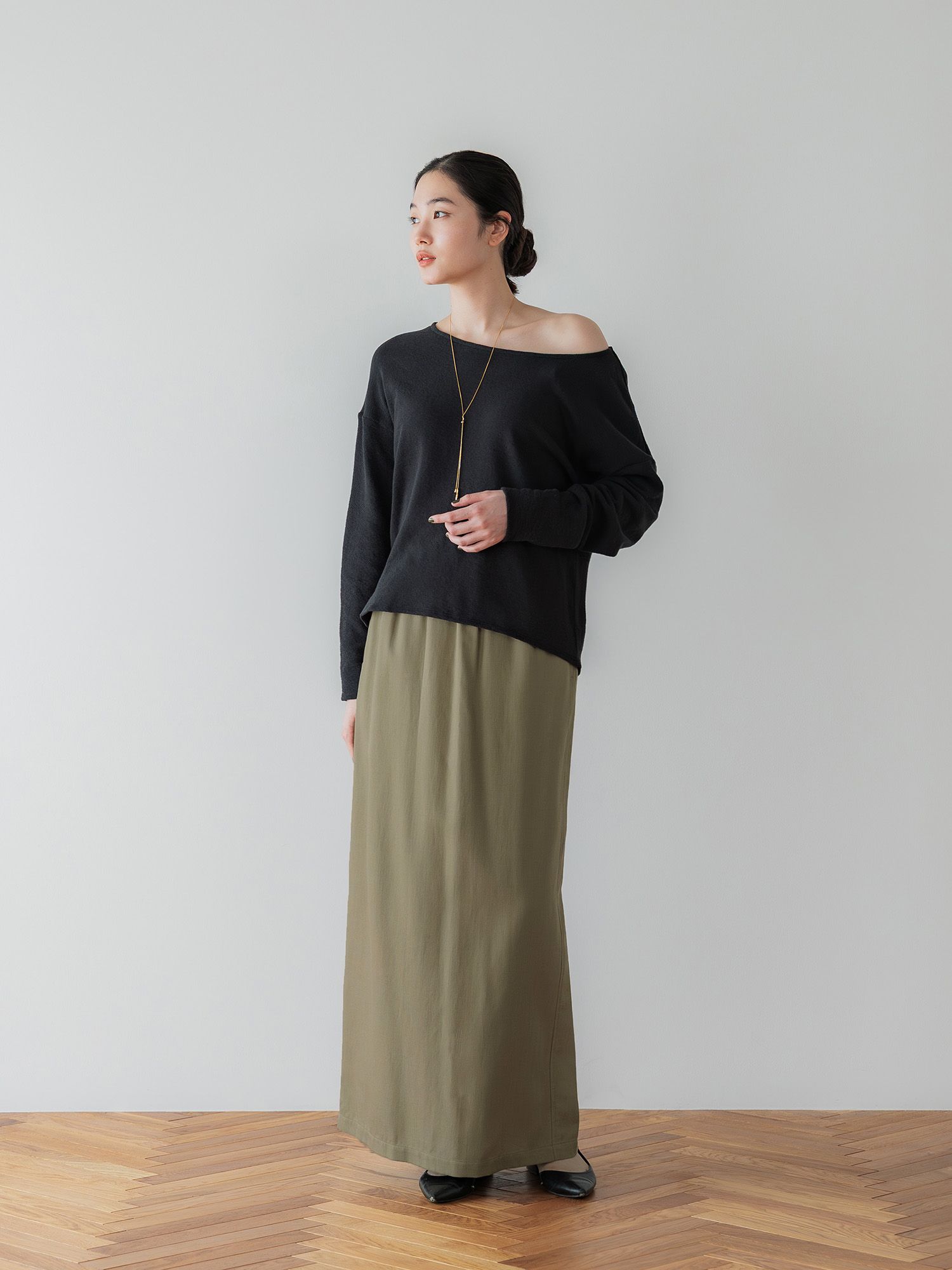 テンセルコットンピケIラインスカート