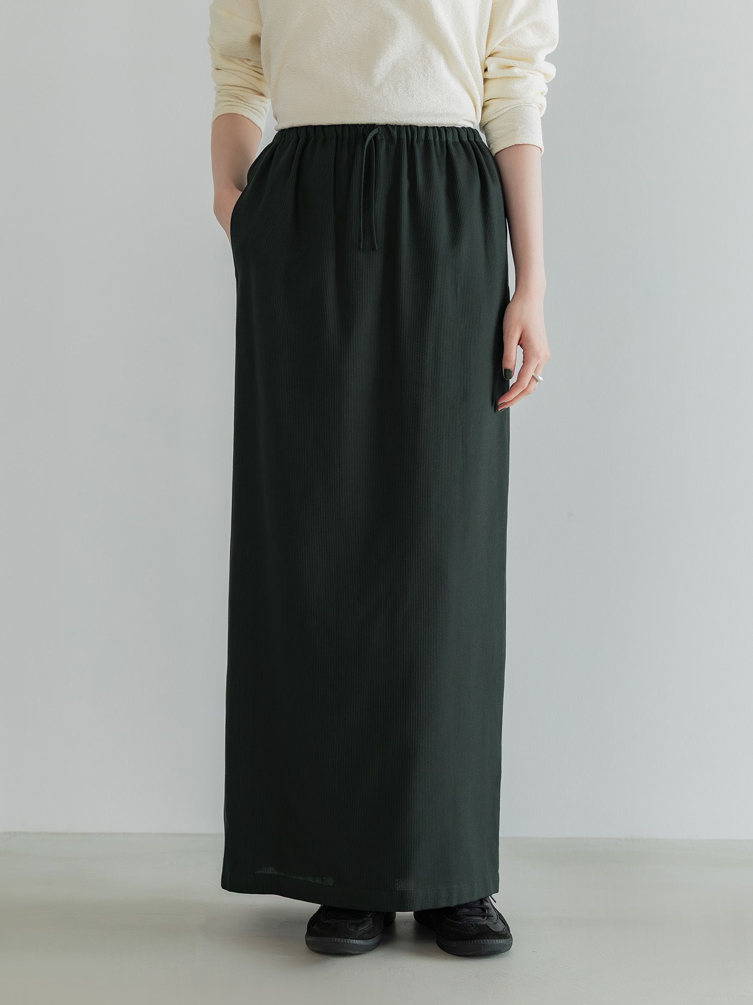 テンセルコットンピケIラインスカート