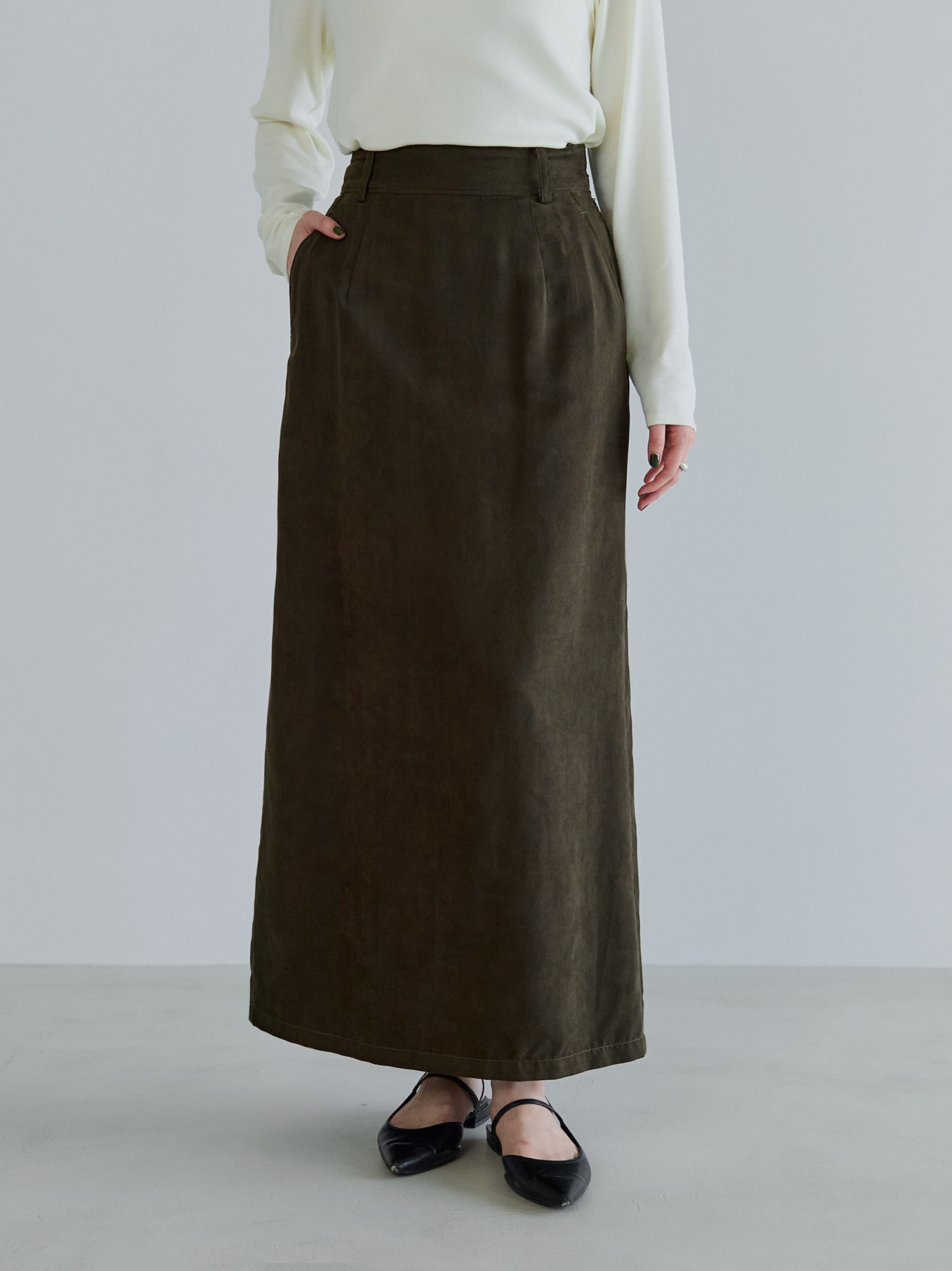 フェイクスウェードIラインスカート