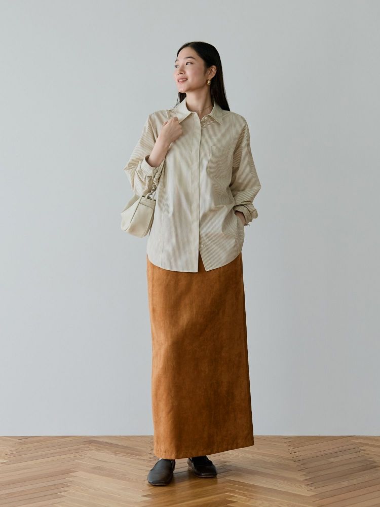 【crewre】 フェイクスウェードIラインスカート size2 ivory crewre online shop / フェイクスウェードIラインスカート