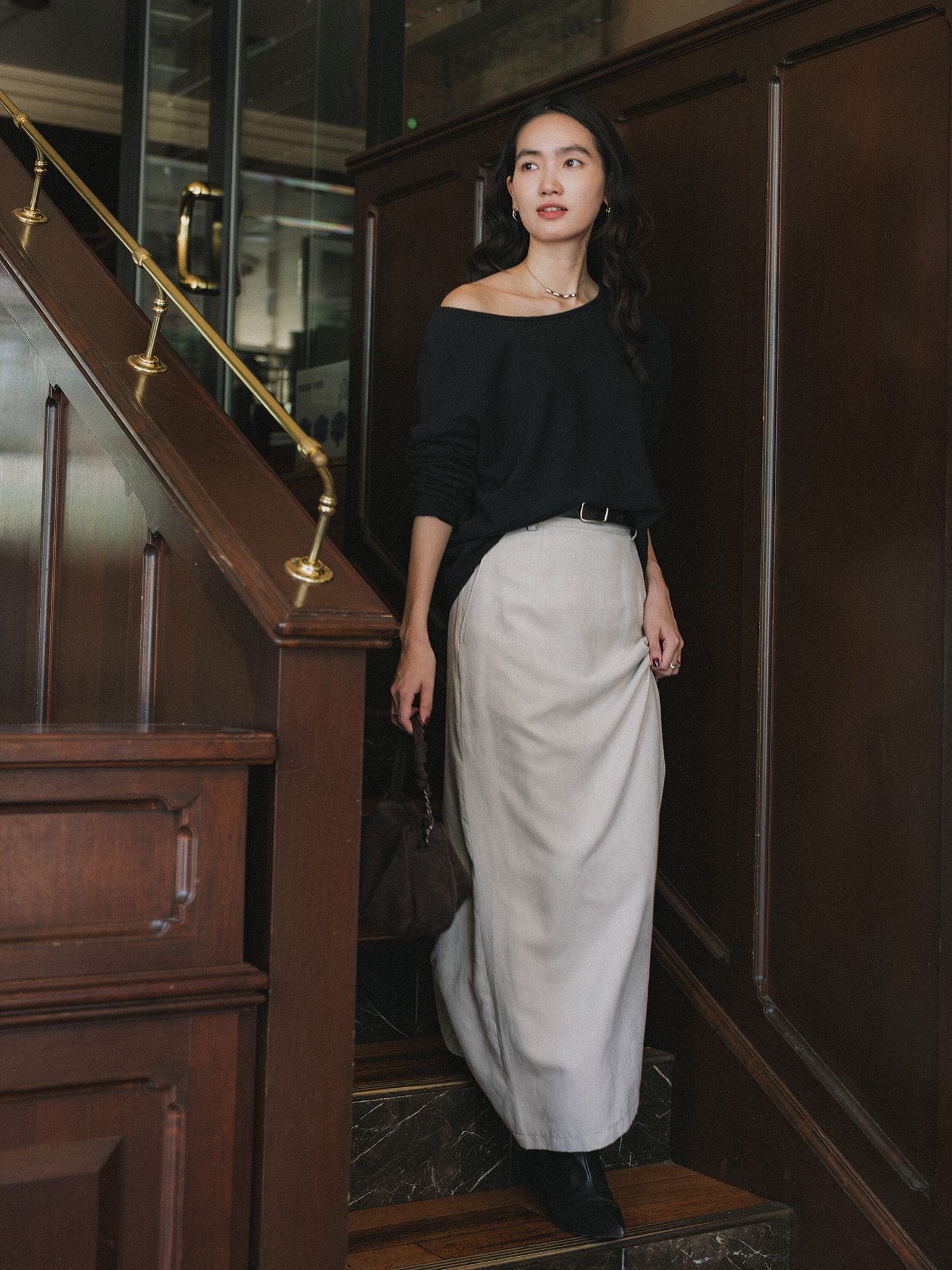 フェイクスウェードIラインスカート