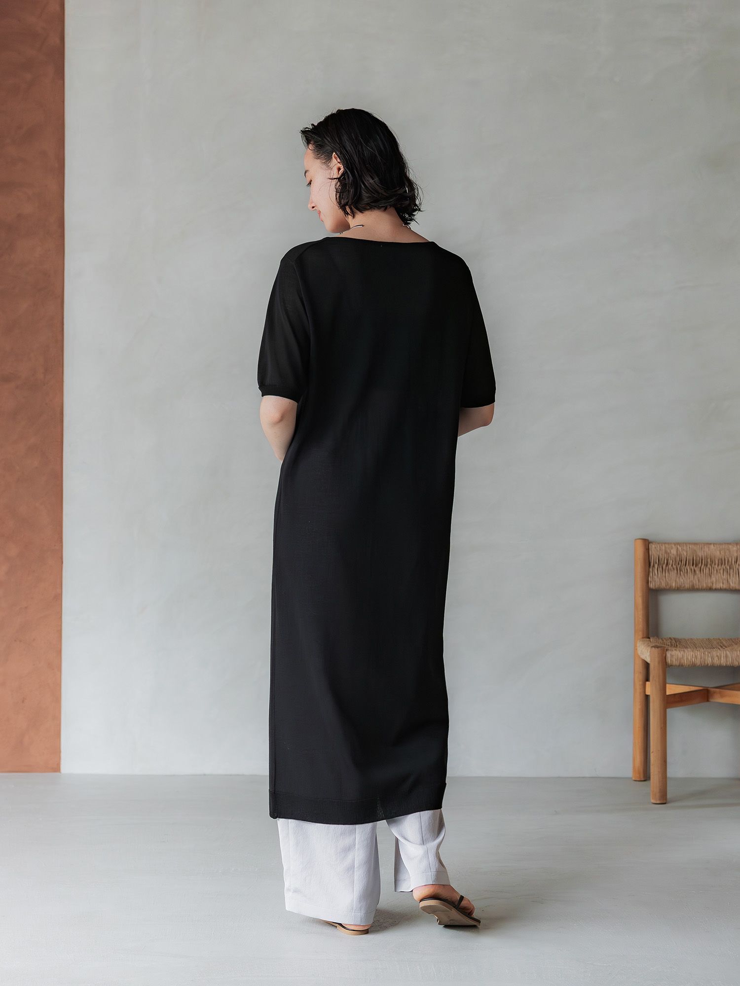 シアーニットストレートワンピース