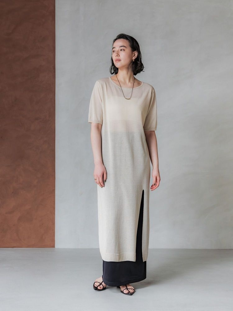crewre クルーレ　シアーニットストレートワンピース　ブラック　 short crewre online shop / シアーニットストレートワンピース