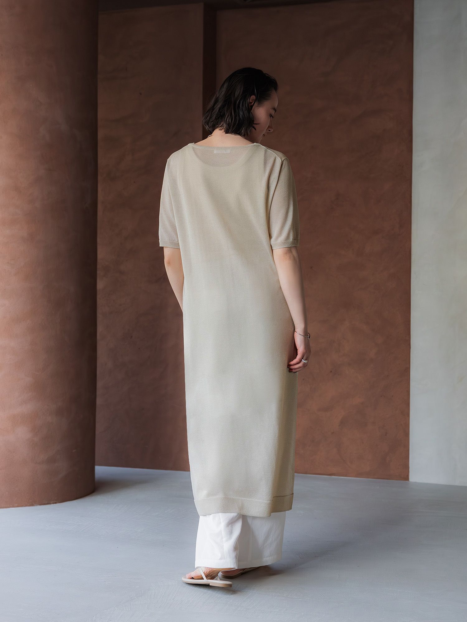 シアーニットストレートワンピース